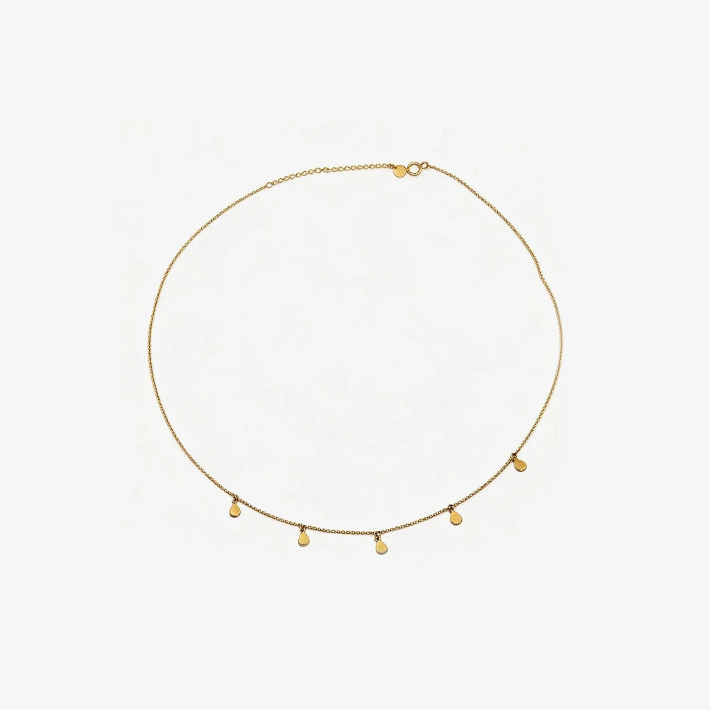 10K Gold Tear Shape Charm Necklace