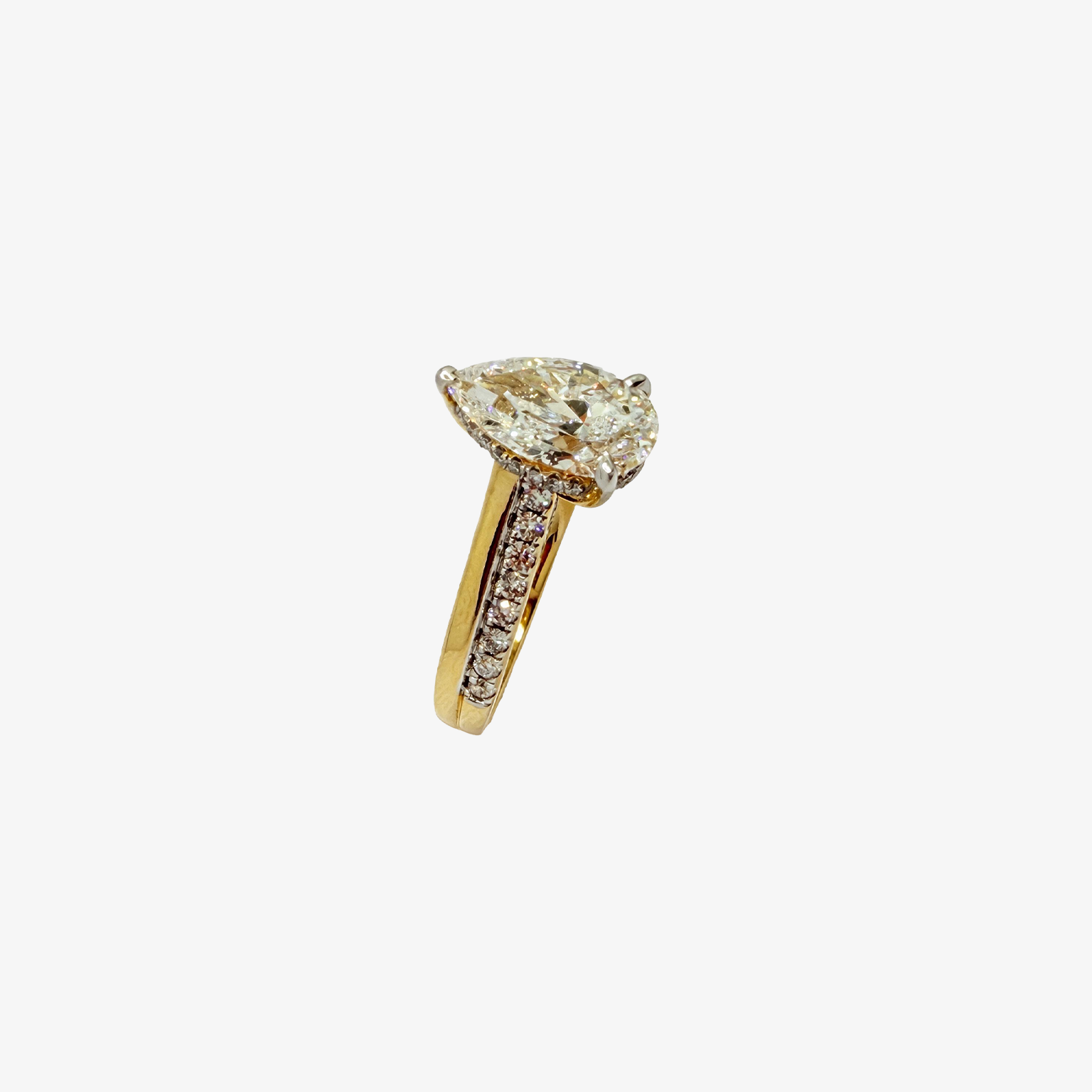 14K Gold Two Tones 2.55Ct Pear Shape Solitaire Engagement Ring