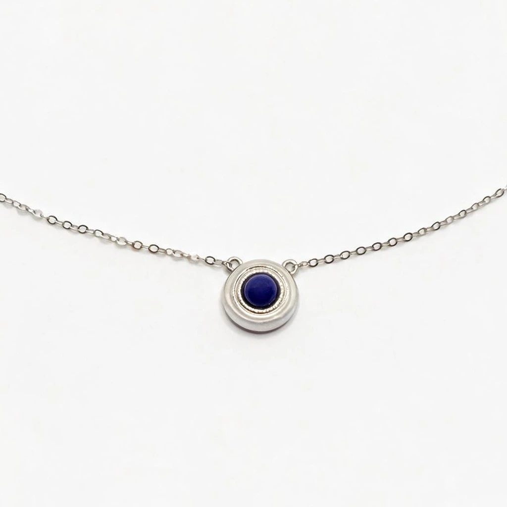 14K White Gold / Gold & Lapiz Necklace