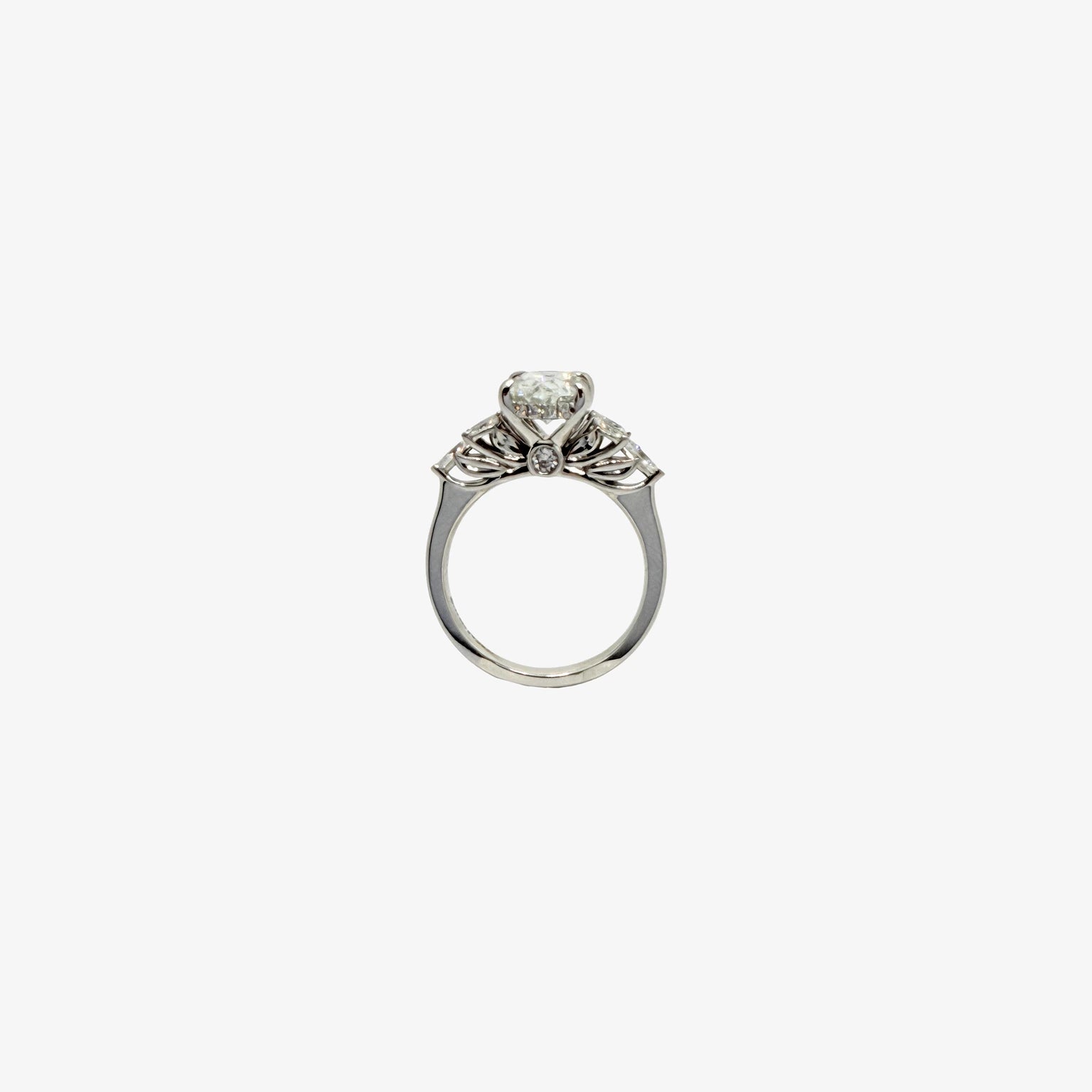 14K White Gold Oval Shape Engagement Ring