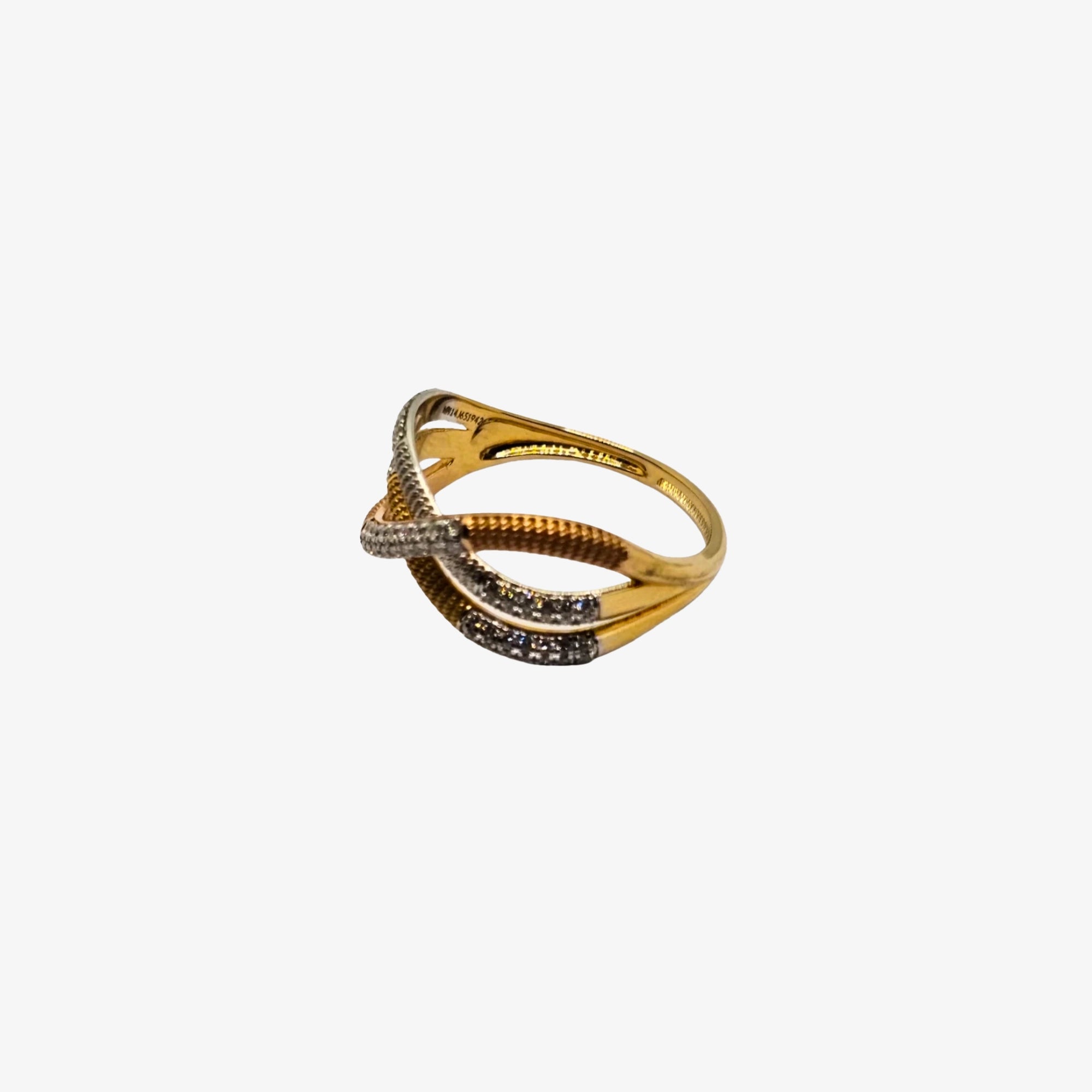 18K Three Tones Natural Diamond Ring