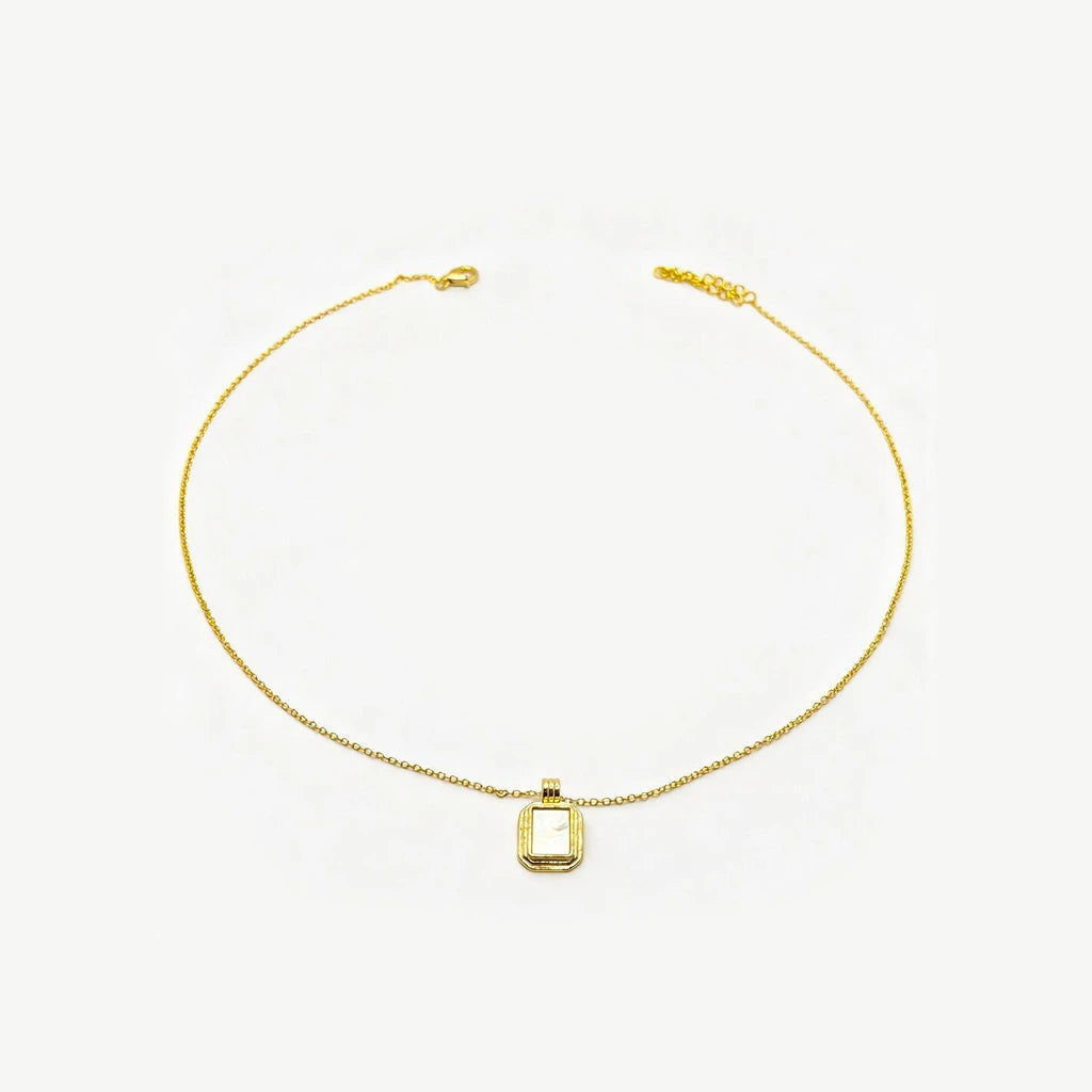 Silver Gold Plated Mother Of Pearl Necklace