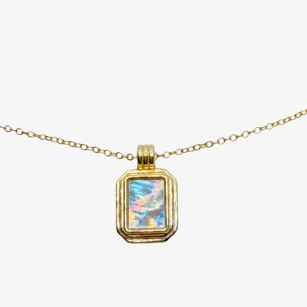 Silver Gold Plated Mother Of Pearl Necklace