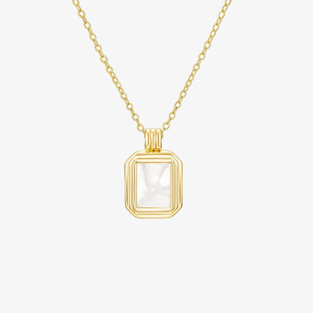 Silver Gold Plated Mother Of Pearl Necklace