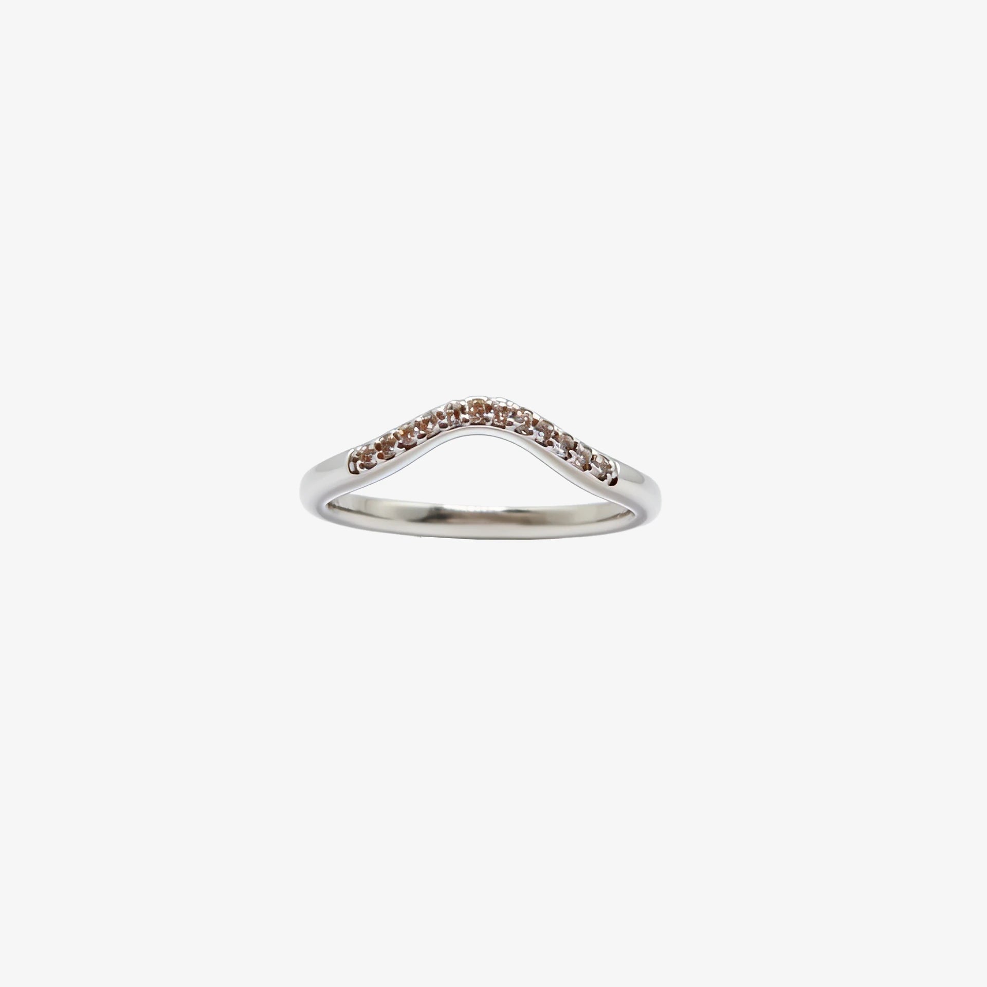 9K White Gold Diamond Curved Weddings Band