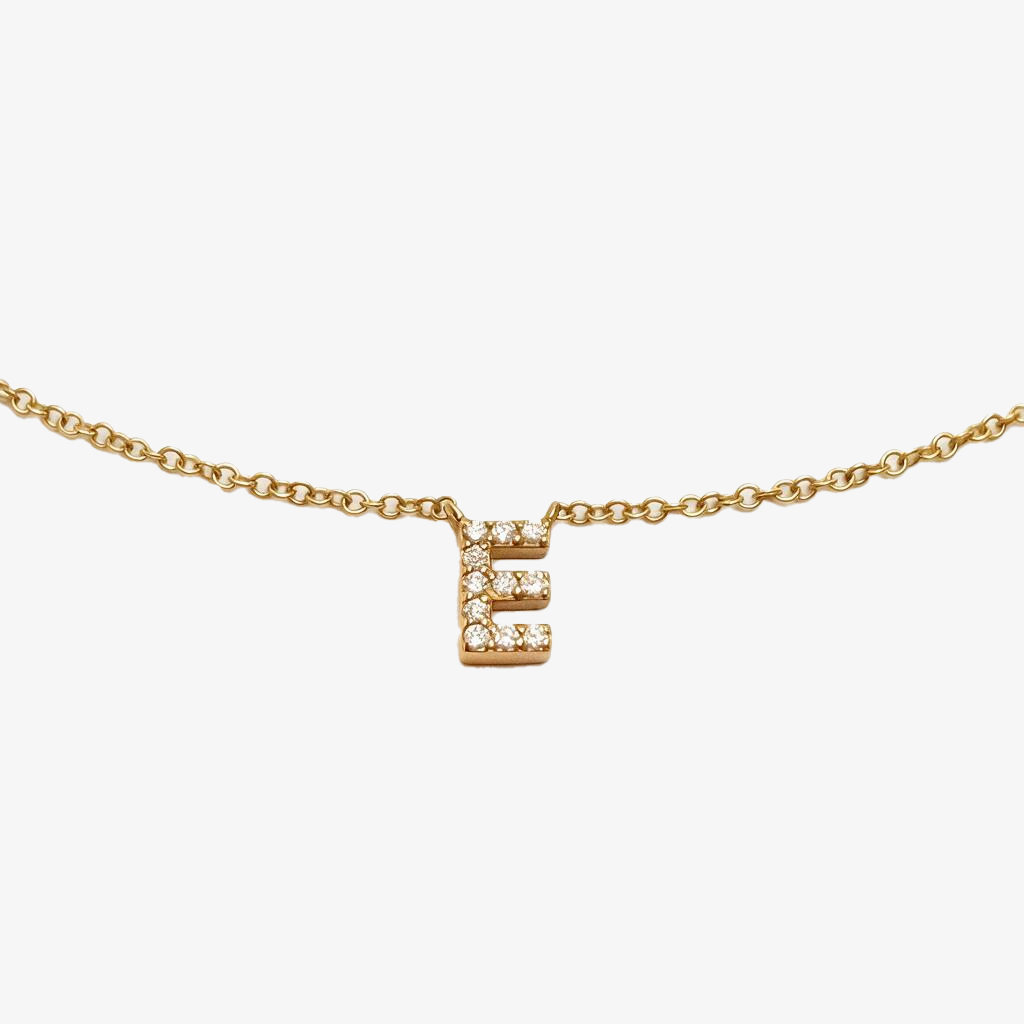 9k Gold Initial Diamond Necklace