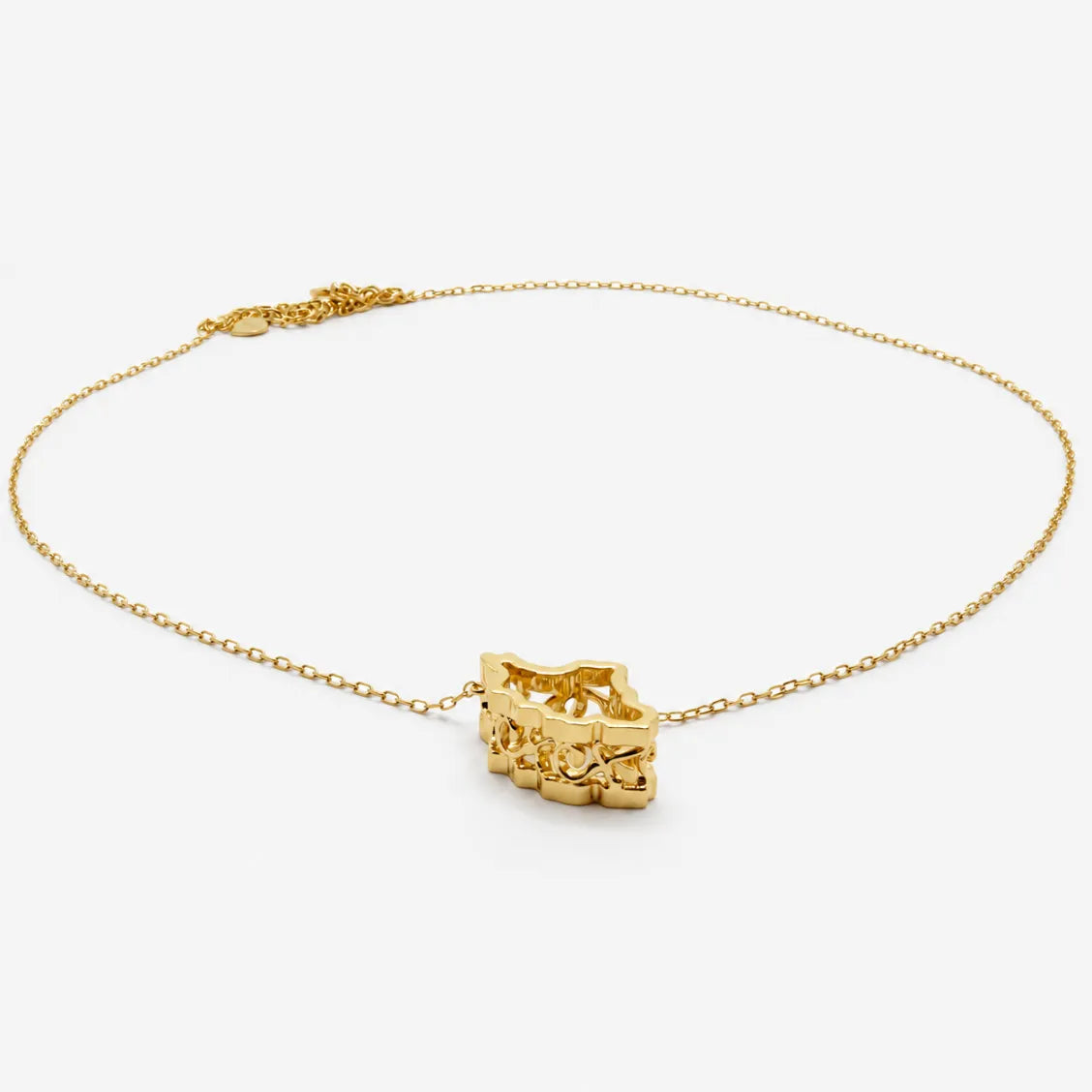 18K Solid Gold Iran 3D Map Necklace