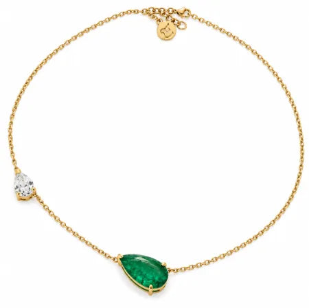 Emerald Diamond Gold Necklace