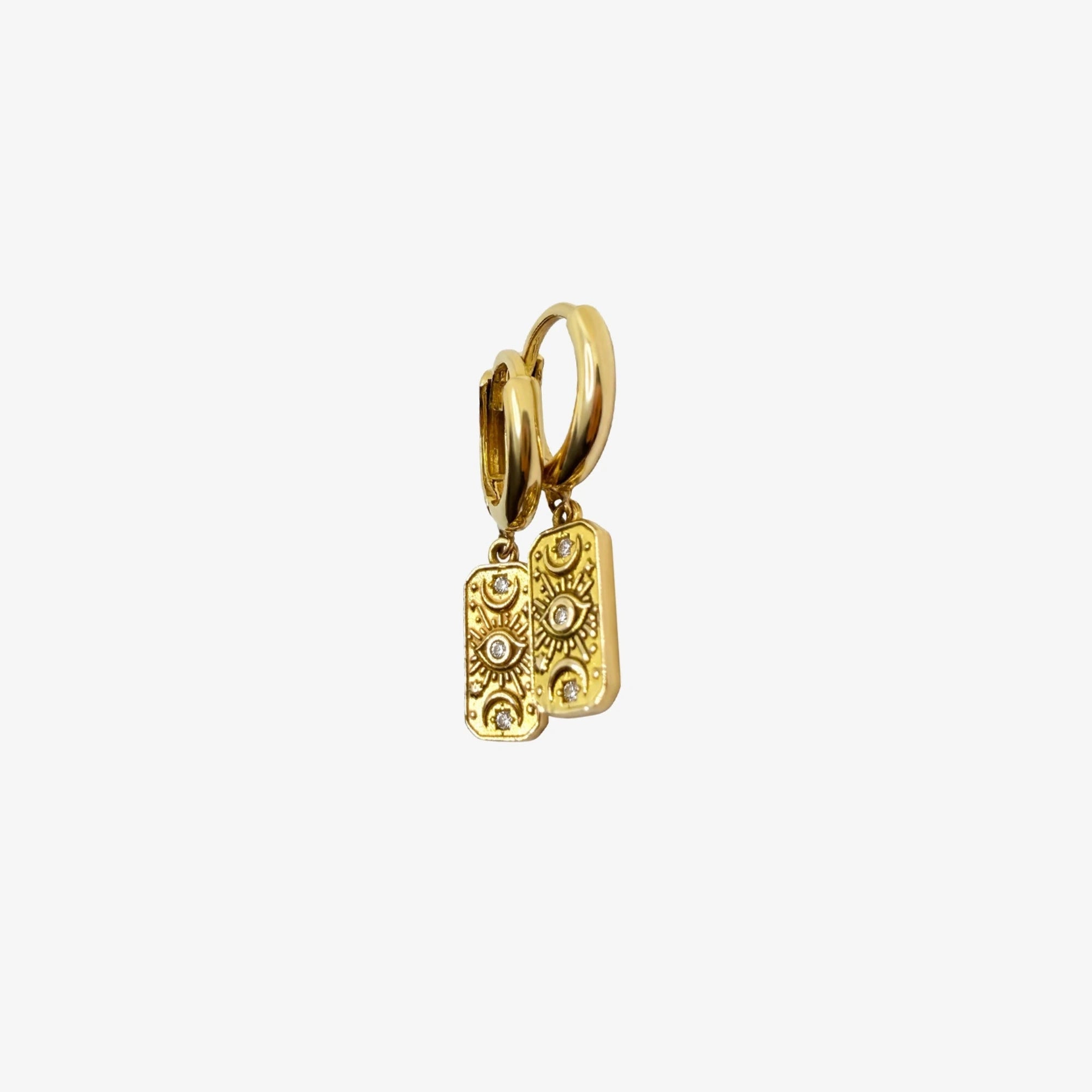 Gold Motif Hoops Earrings
