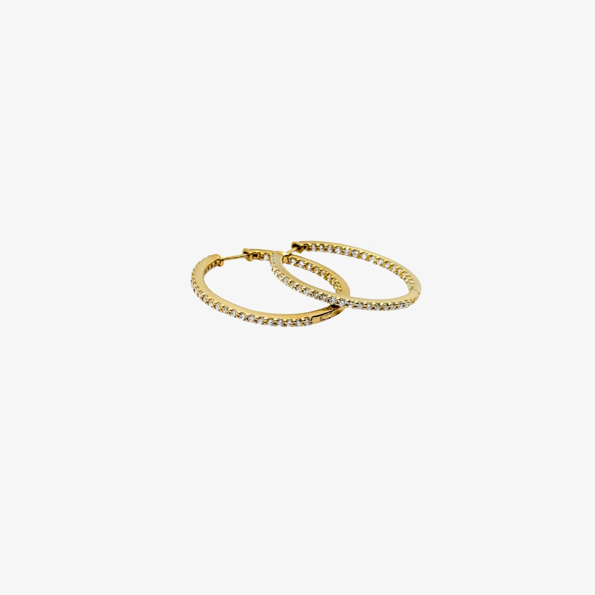 Gold & Diamond Hoops Earrings