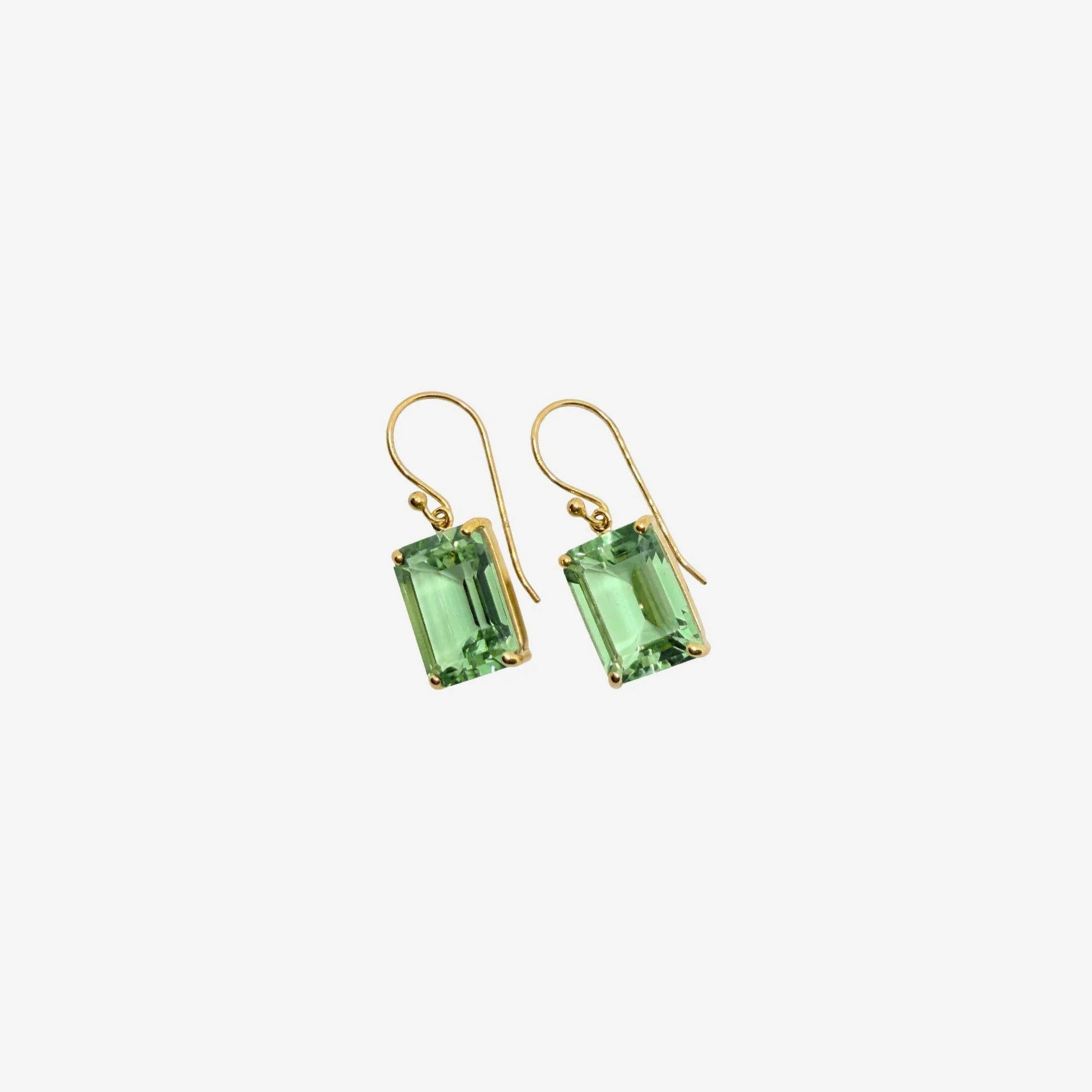 Gold | Green Amethyst Earrings (35mm)