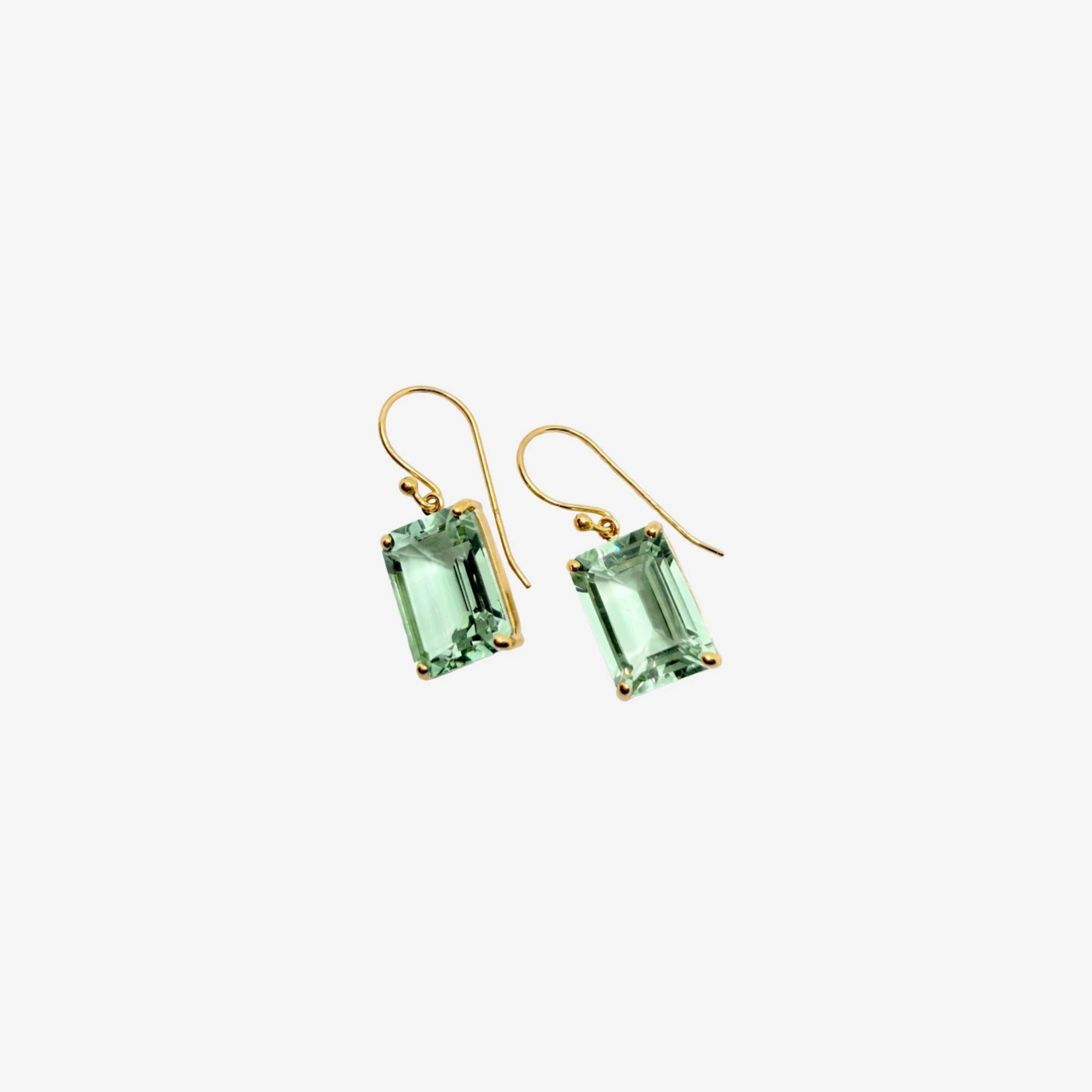 Gold | Green Amethyst Earrings (35mm)