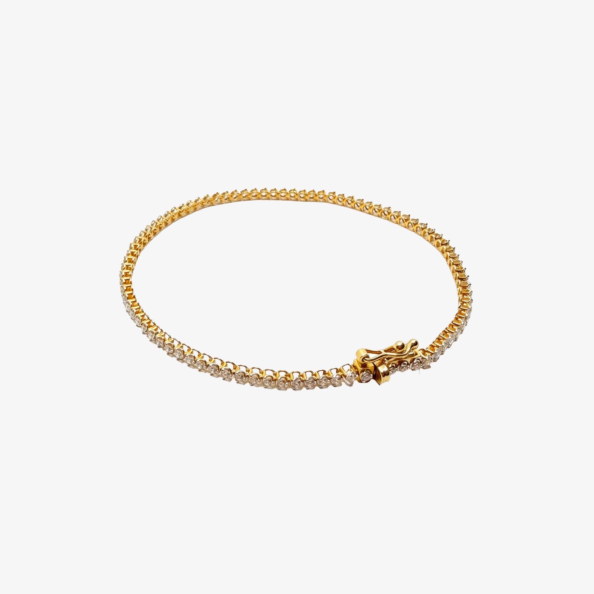 Gold Natural Diamond Tennis Bracelet
