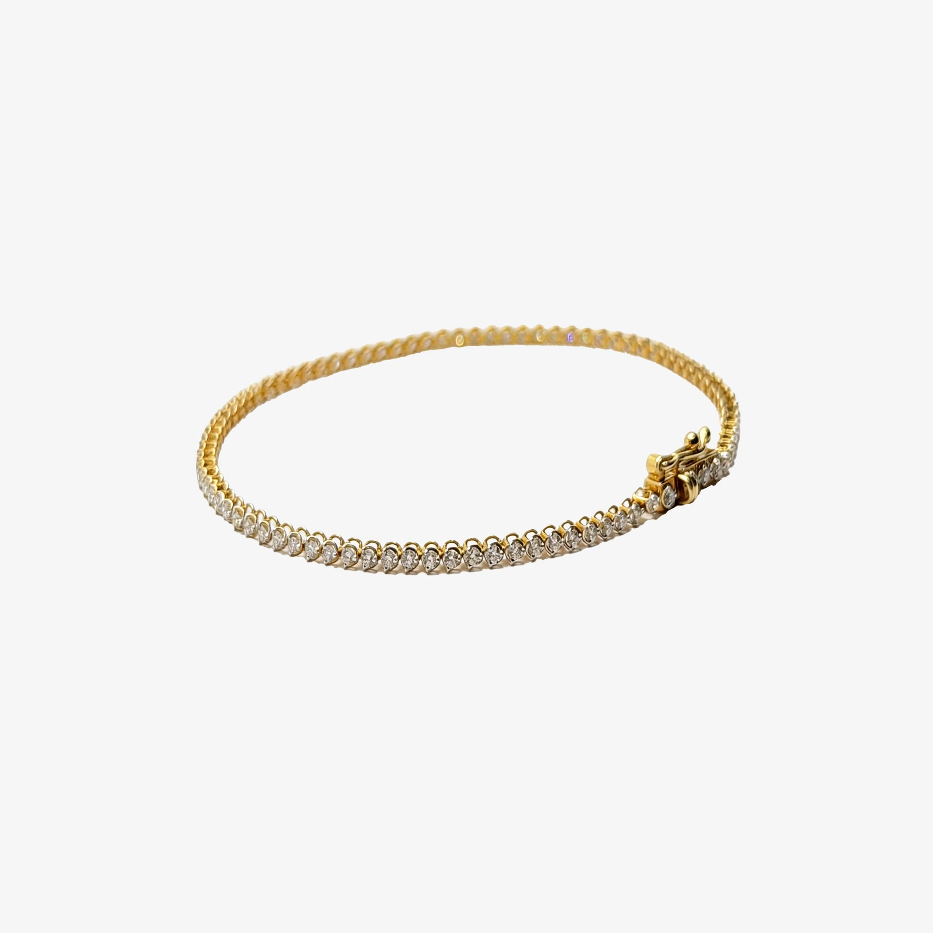 Gold Natural Diamond Tennis Bracelet