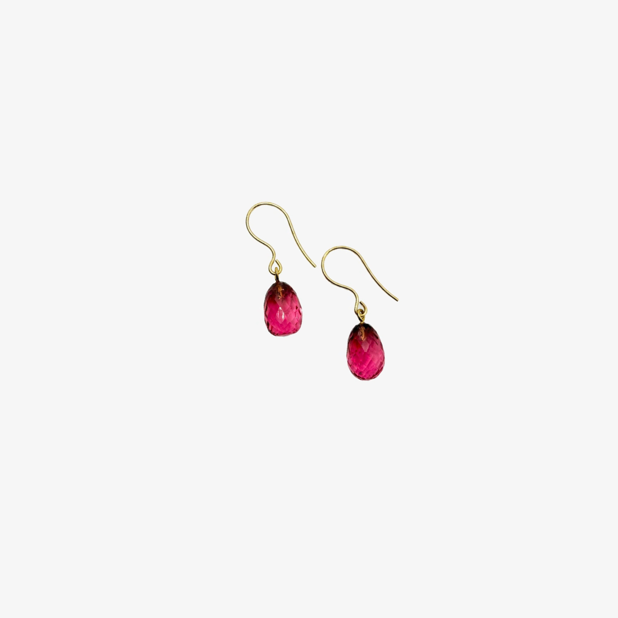 Gold & Rhodolite Dangle Earrings