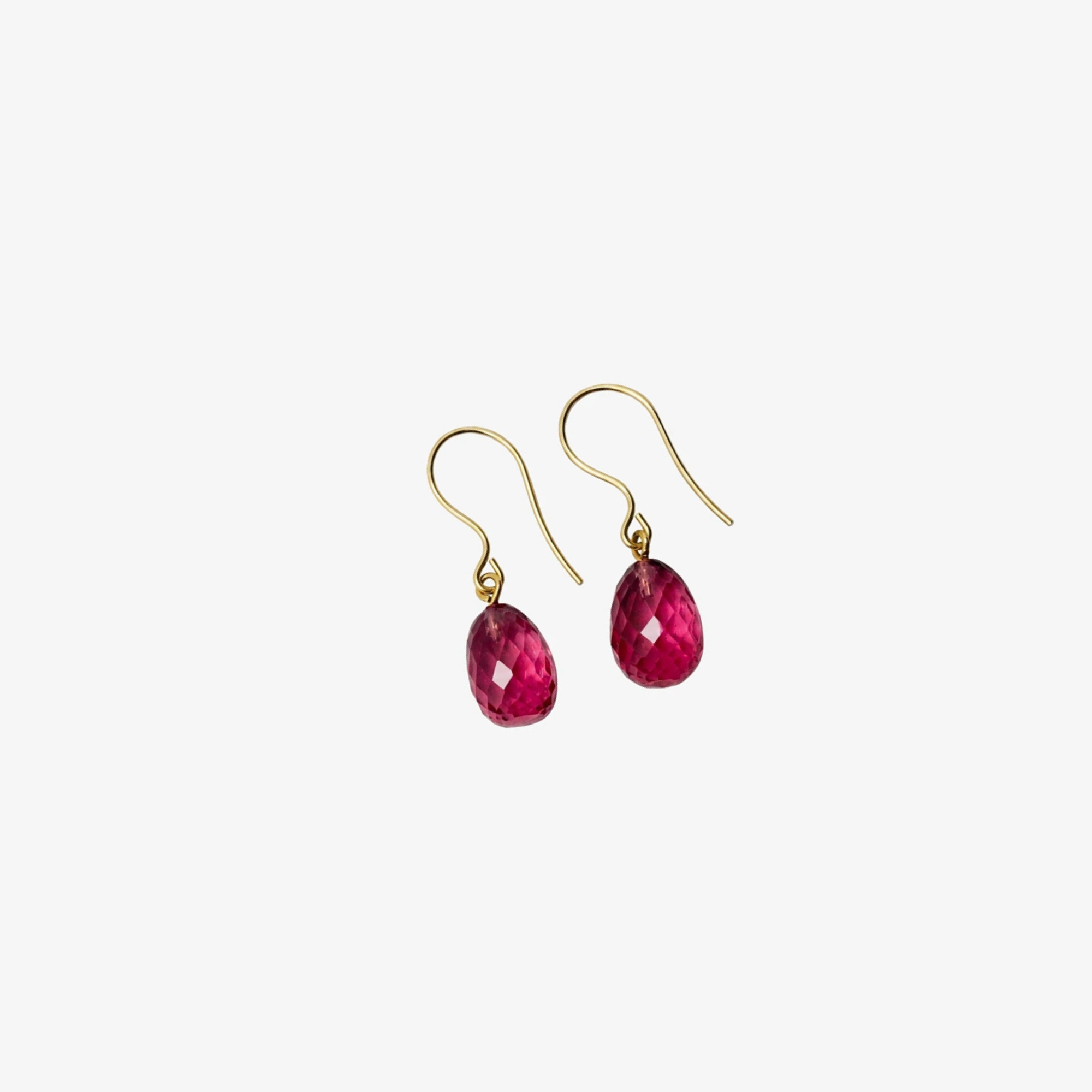 Gold & Rhodolite Dangle Earrings