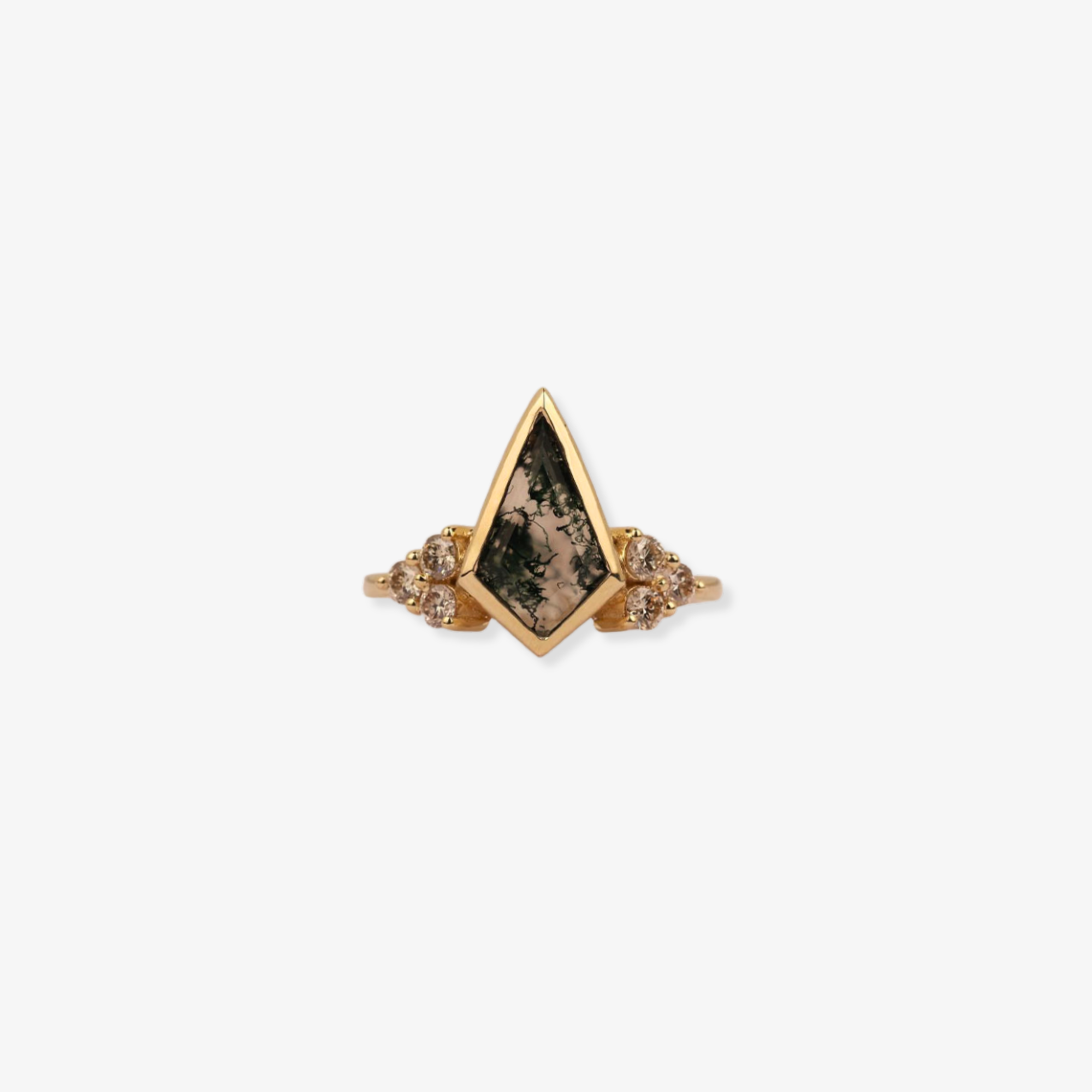 Moss Agate Ring (Natural Diamond)