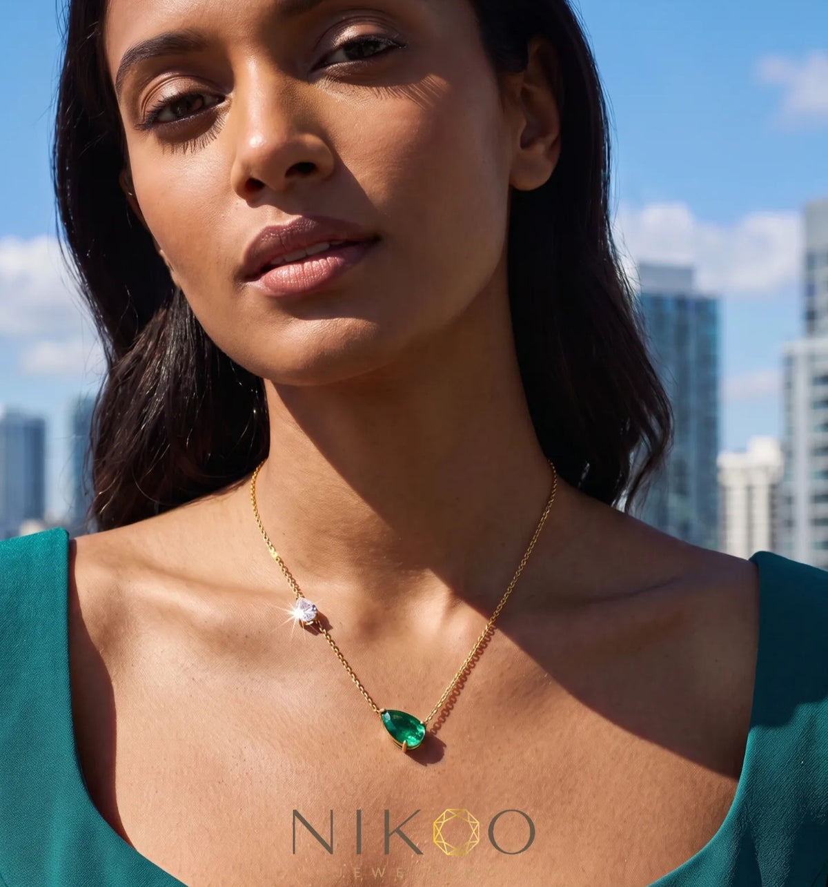 Emerald Diamond Gold Necklace