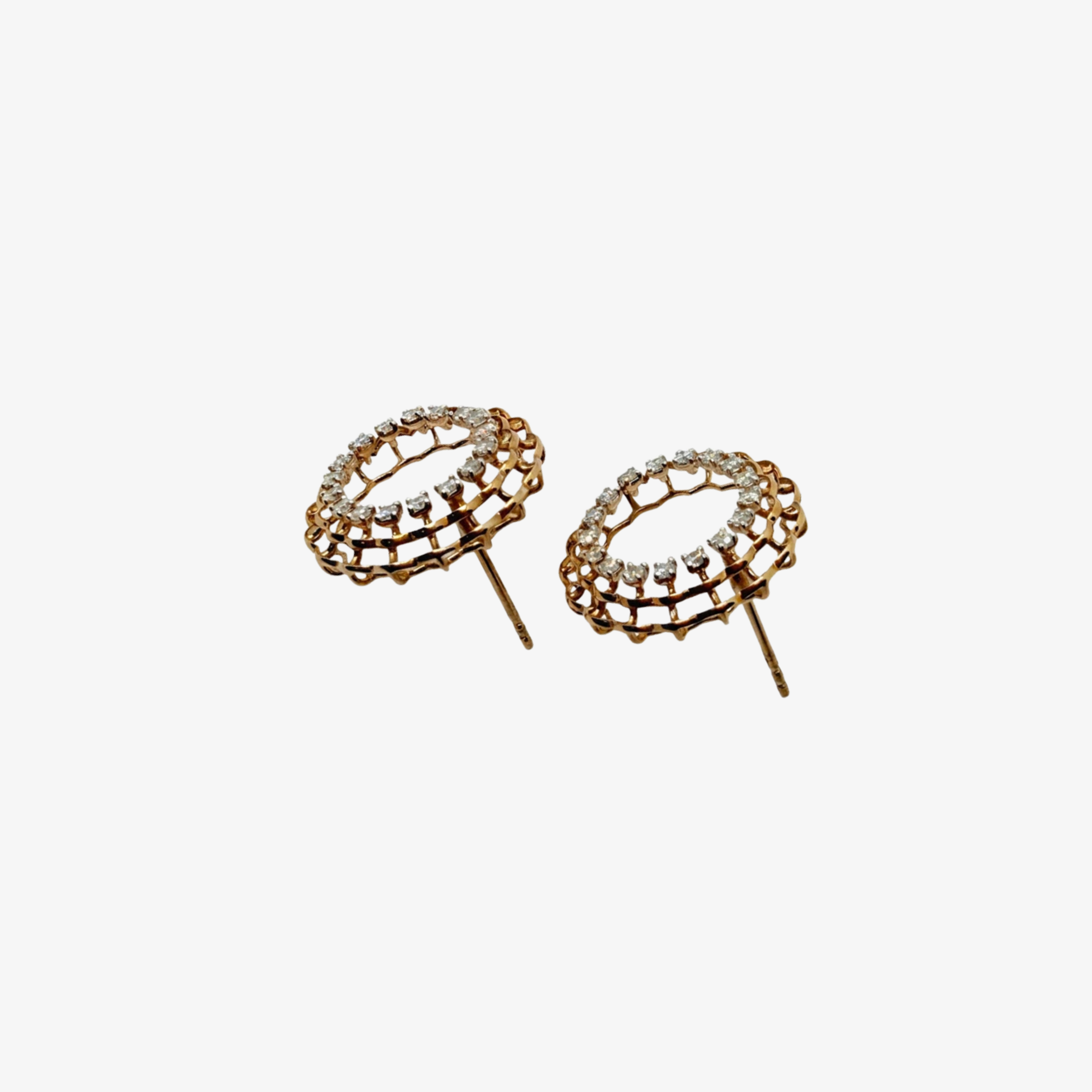 Rose Gold Diamond Flower Studs Earrings