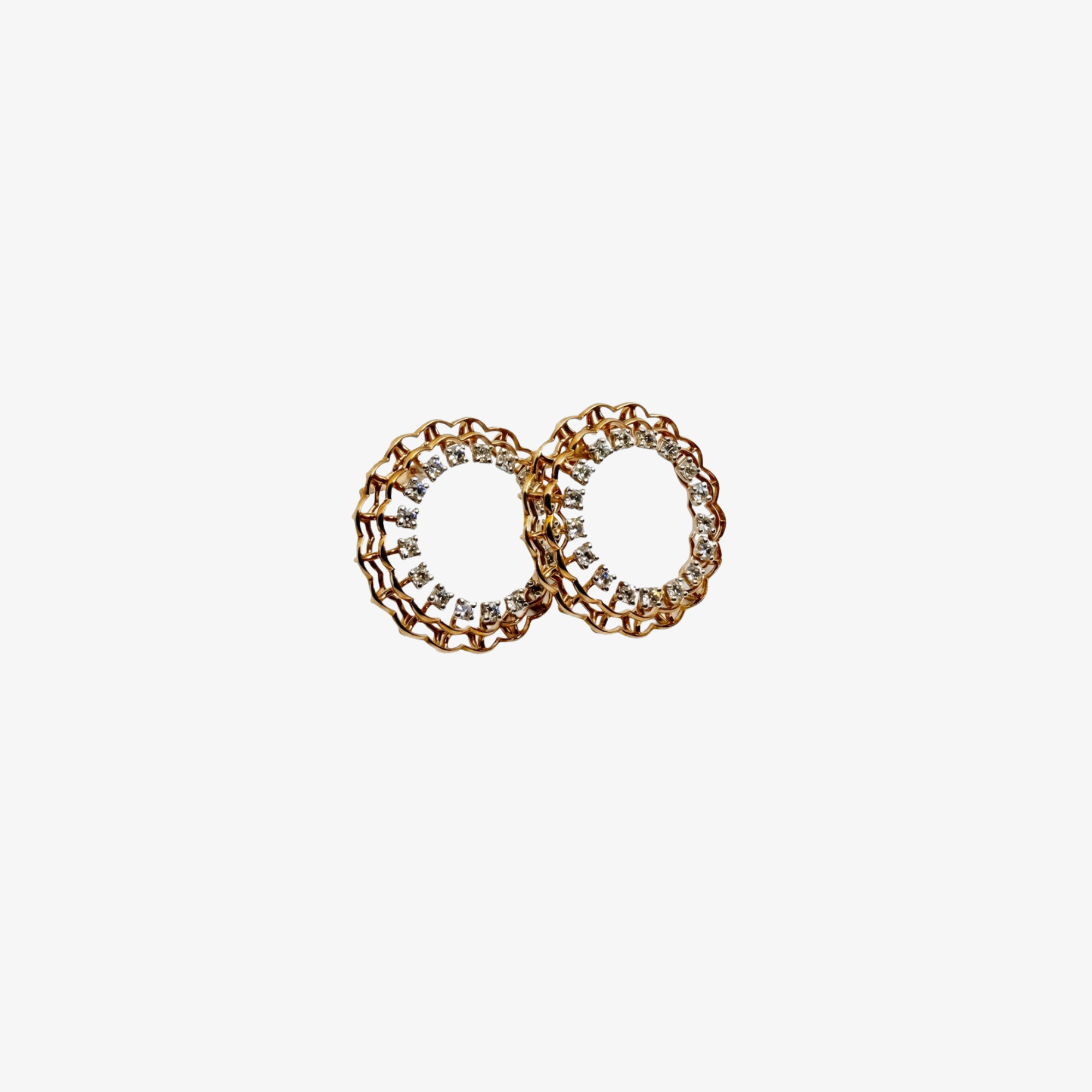 Rose Gold Diamond Flower Studs Earrings