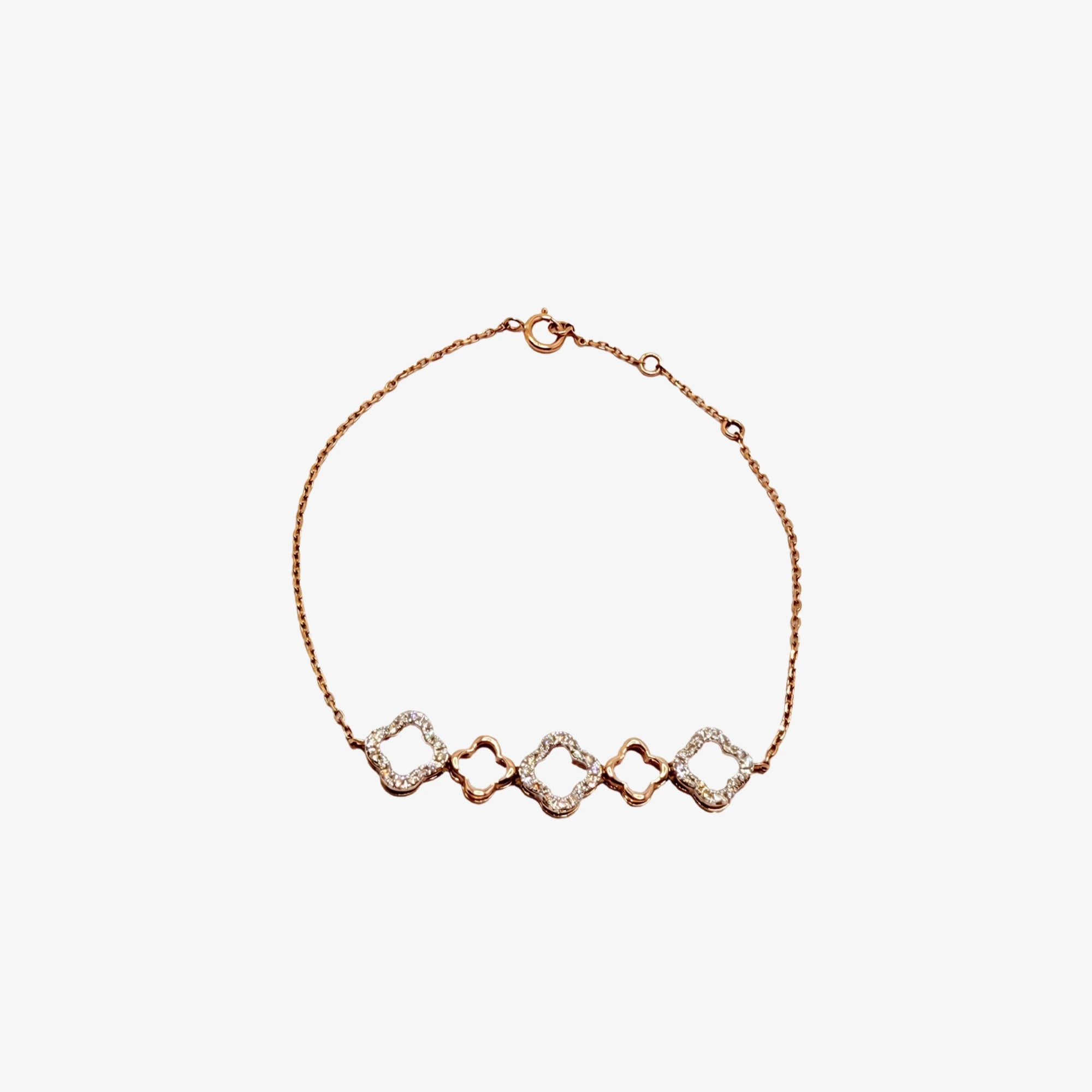 Rose Gold Natural Diamond Flower Bracelet