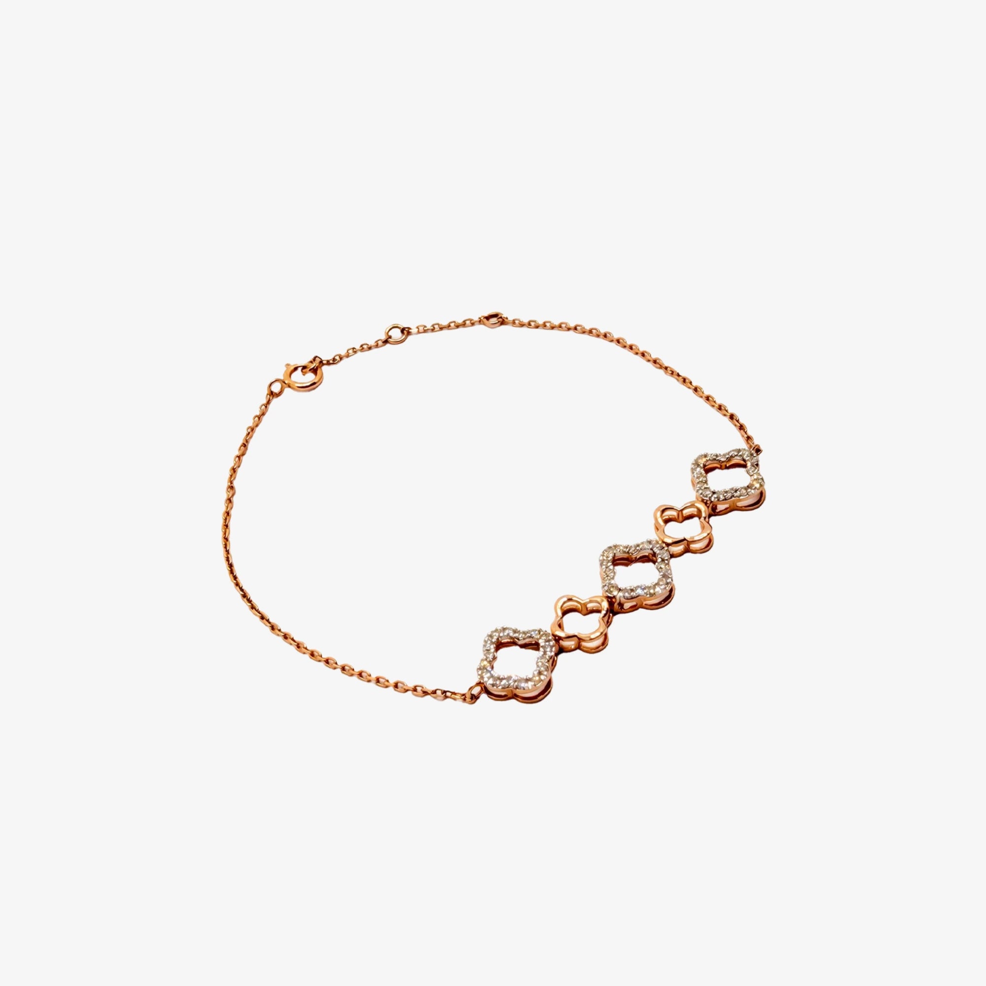 Rose Gold Natural Diamond Flower Bracelet