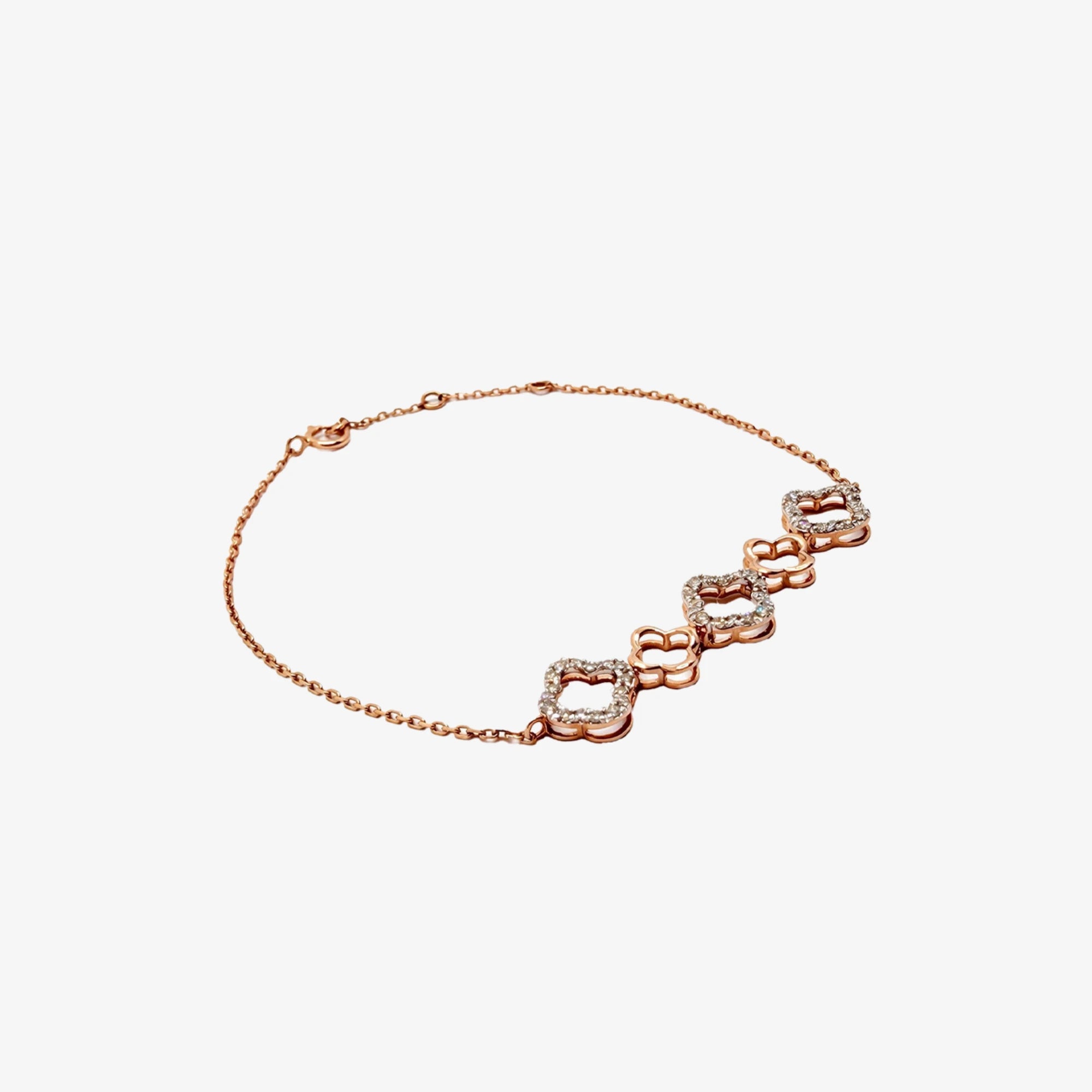 Rose Gold Natural Diamond Flower Bracelet