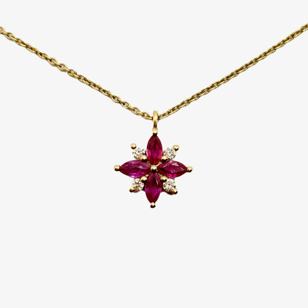 Ruby & Diamond Star Necklace