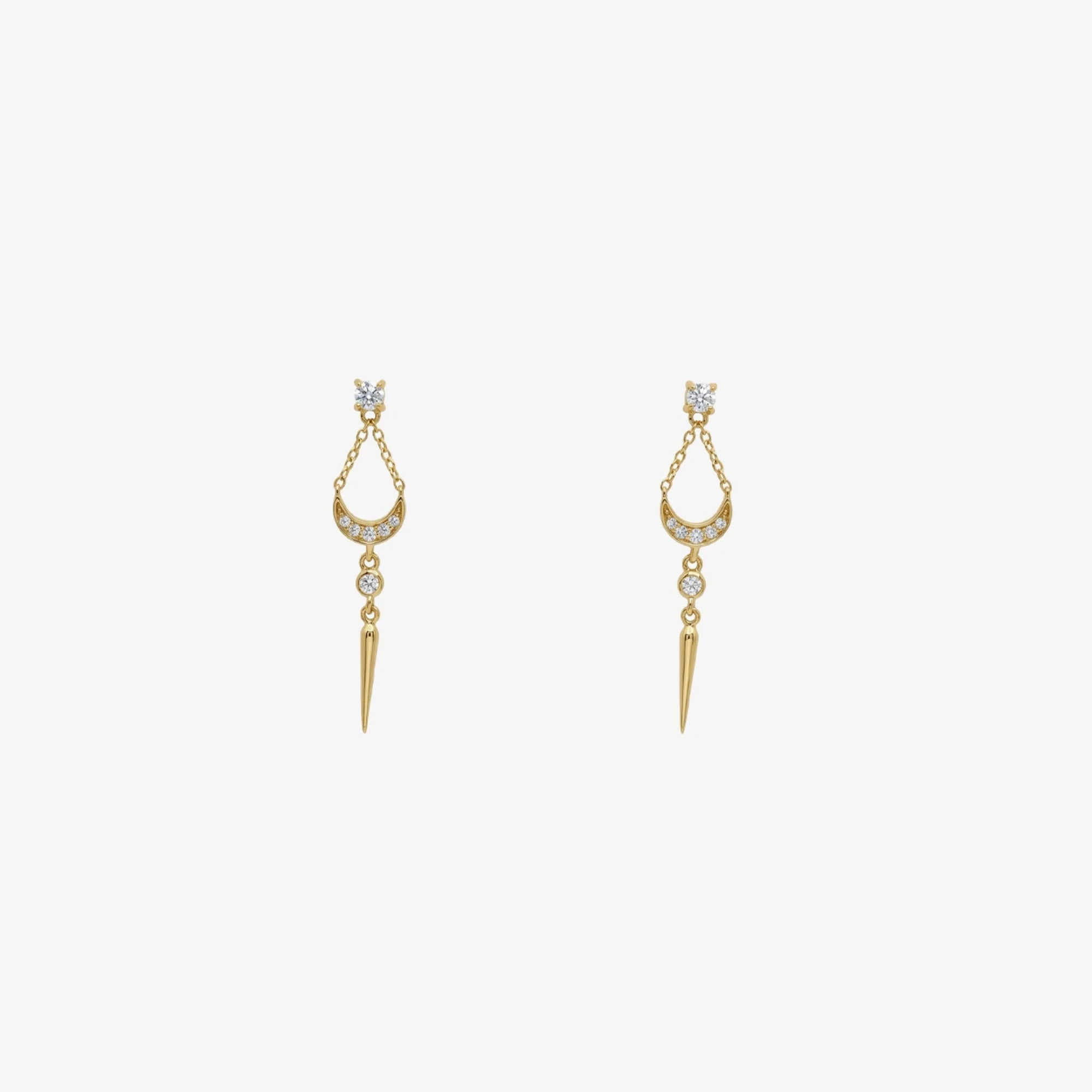Silver Gold Plated Moon Stone Studs