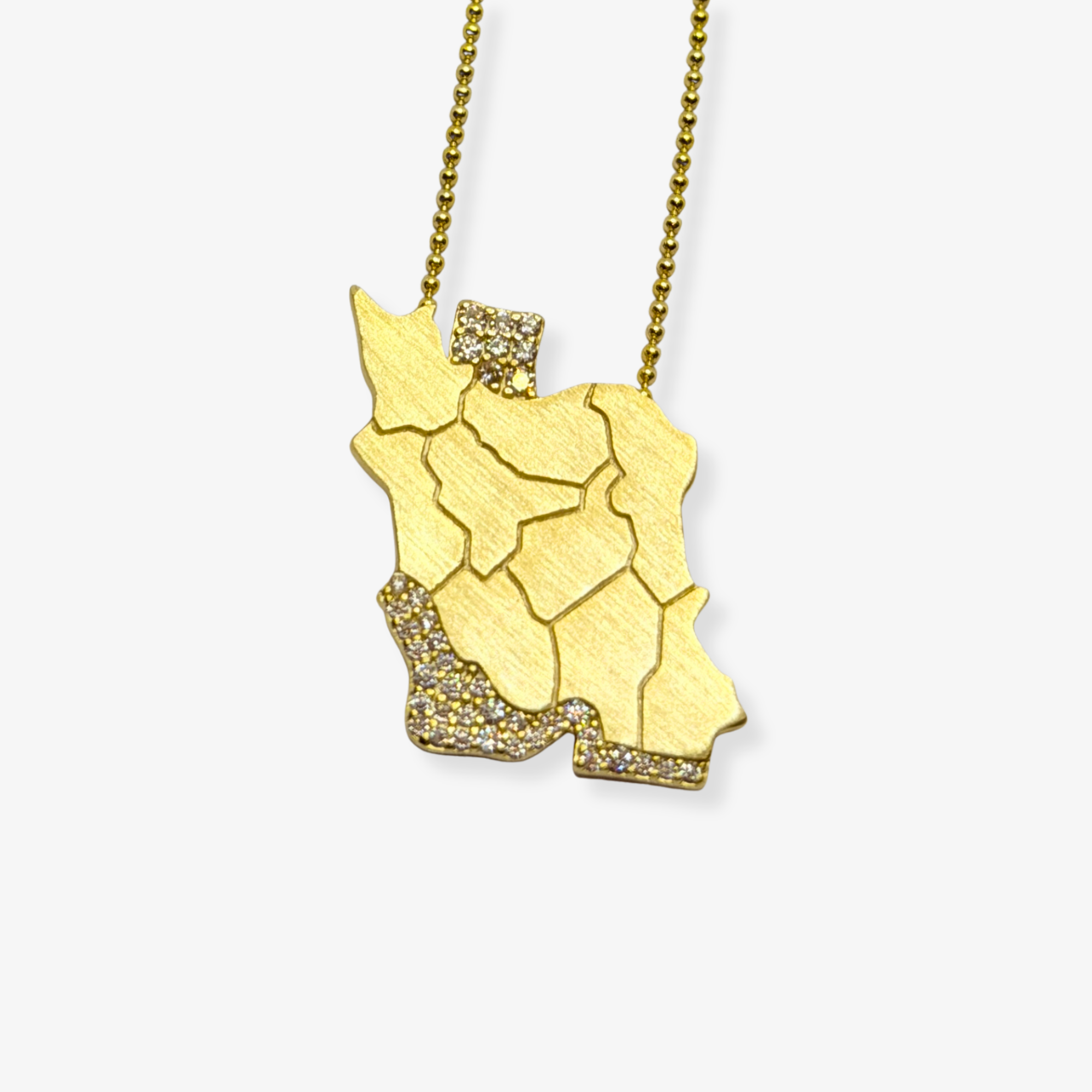 Silver Gold Plated Iran Map Necklace