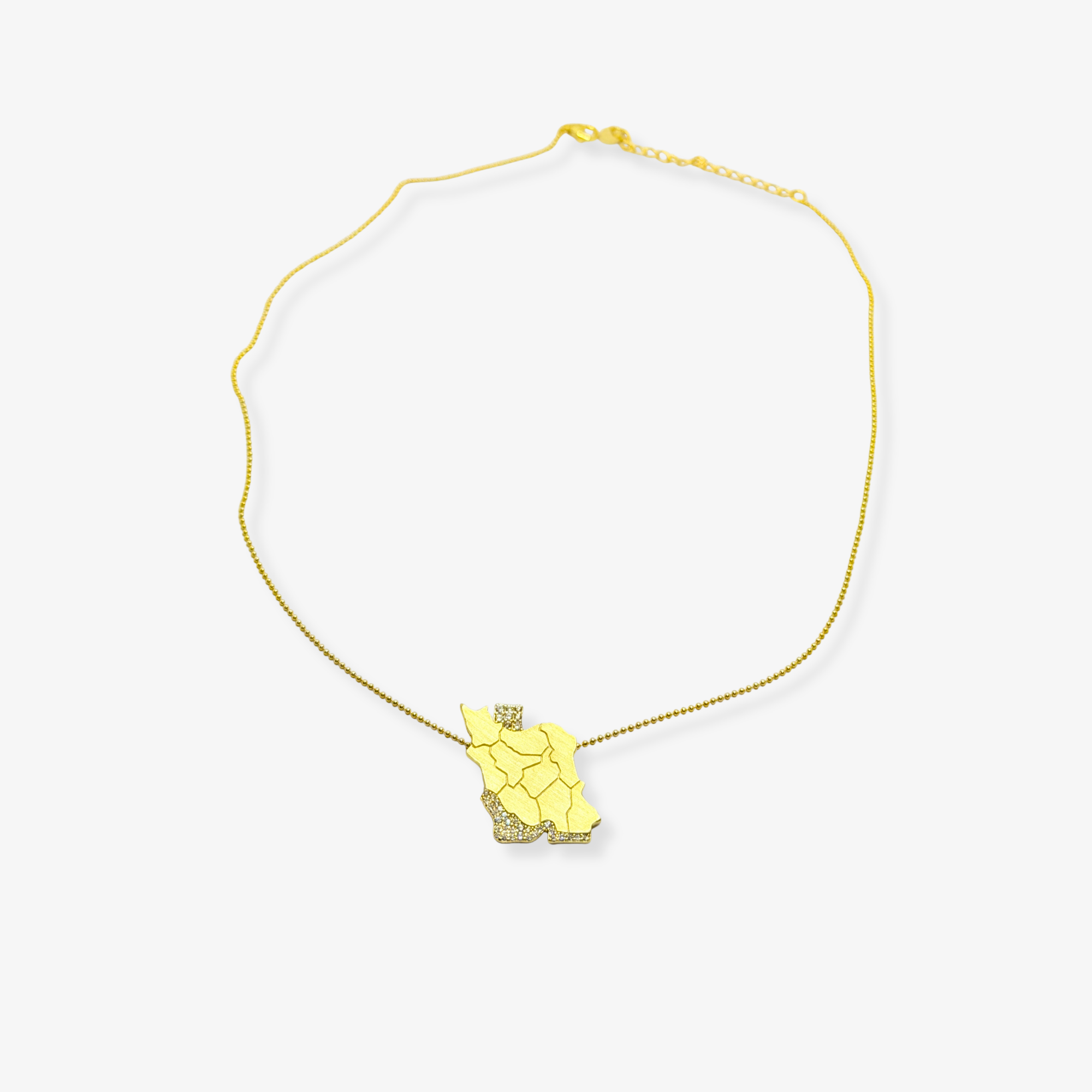 Silver Gold Plated Iran Map Necklace