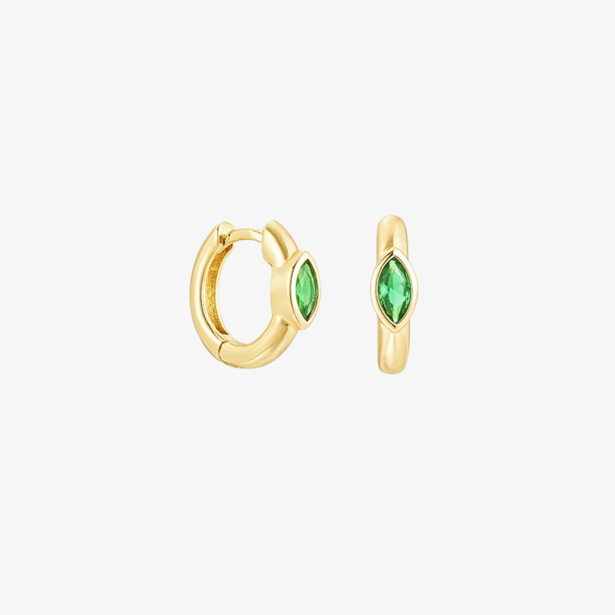Silver Gold Plated Green Cz Hoops