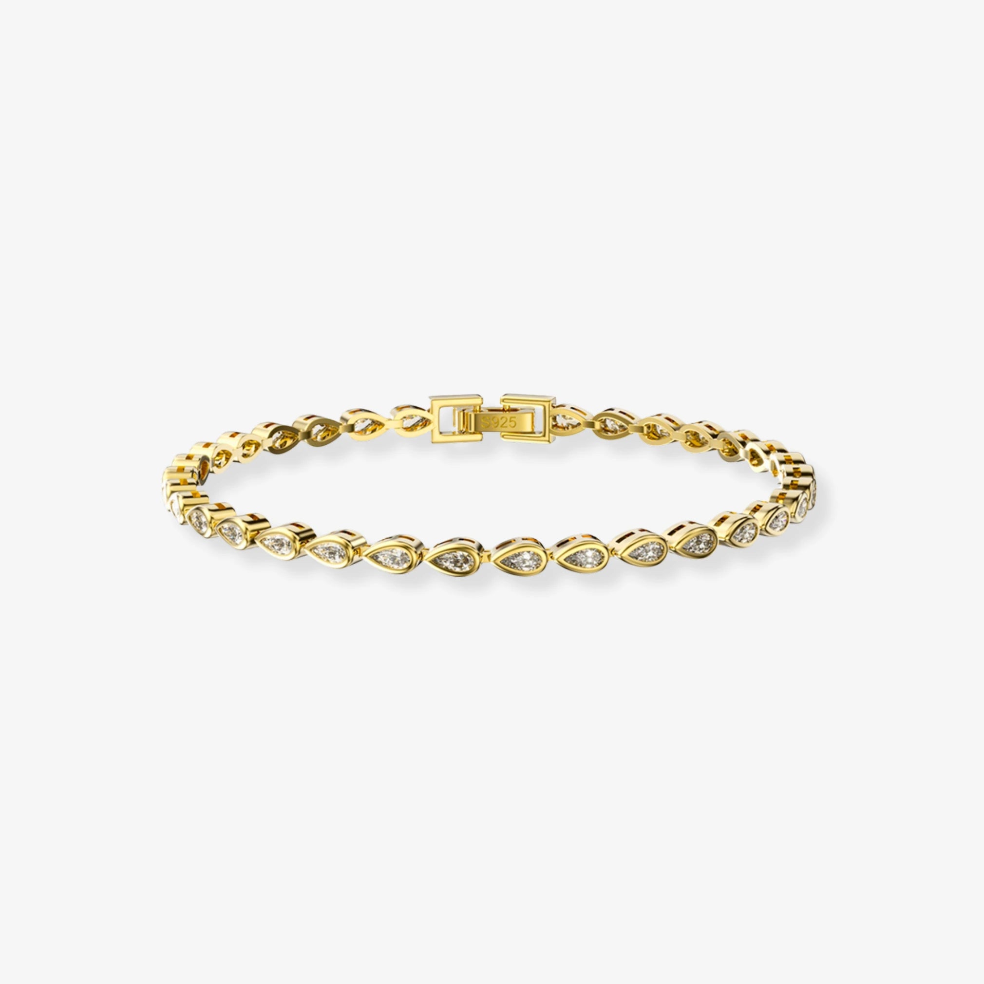 Silver / Silver Gold plated Pear Shape Tennis Bracelet