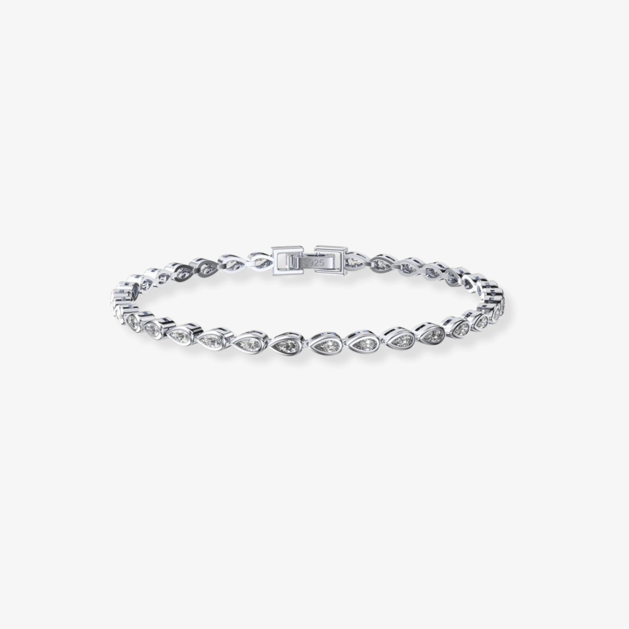 Silver / Silver Gold plated Pear Shape Tennis Bracelet