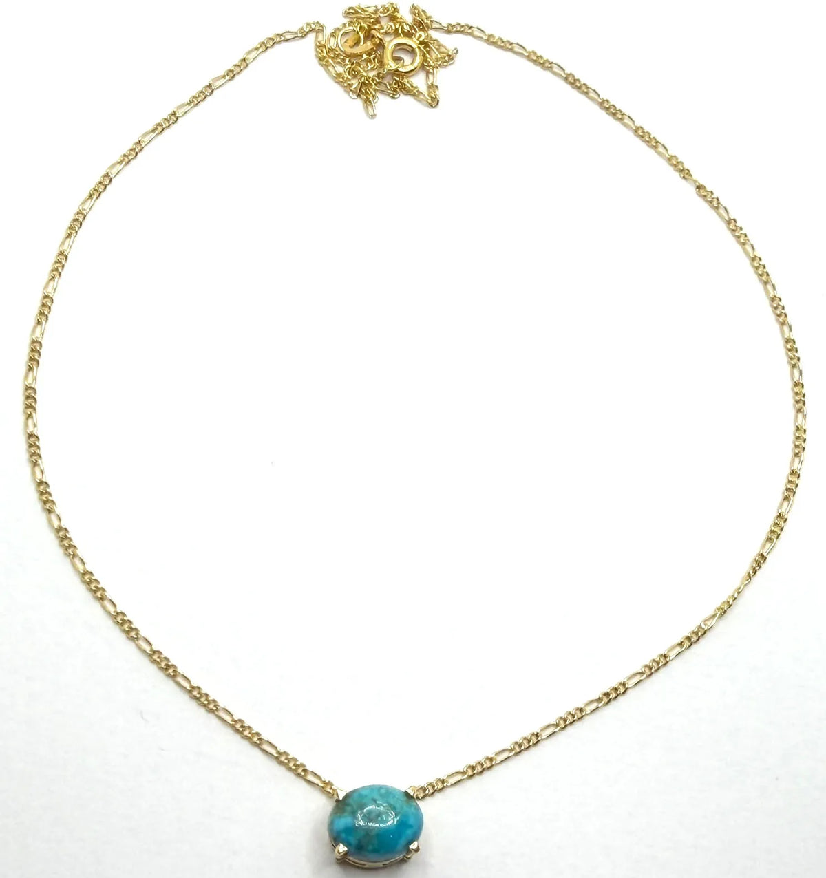 18K Persian Turquoise East West Pendant & Chain