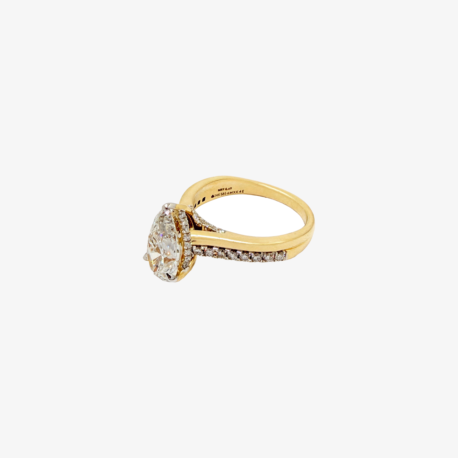 14K Gold Two Tones 2.55Ct Pear Shape Solitaire Engagement Ring