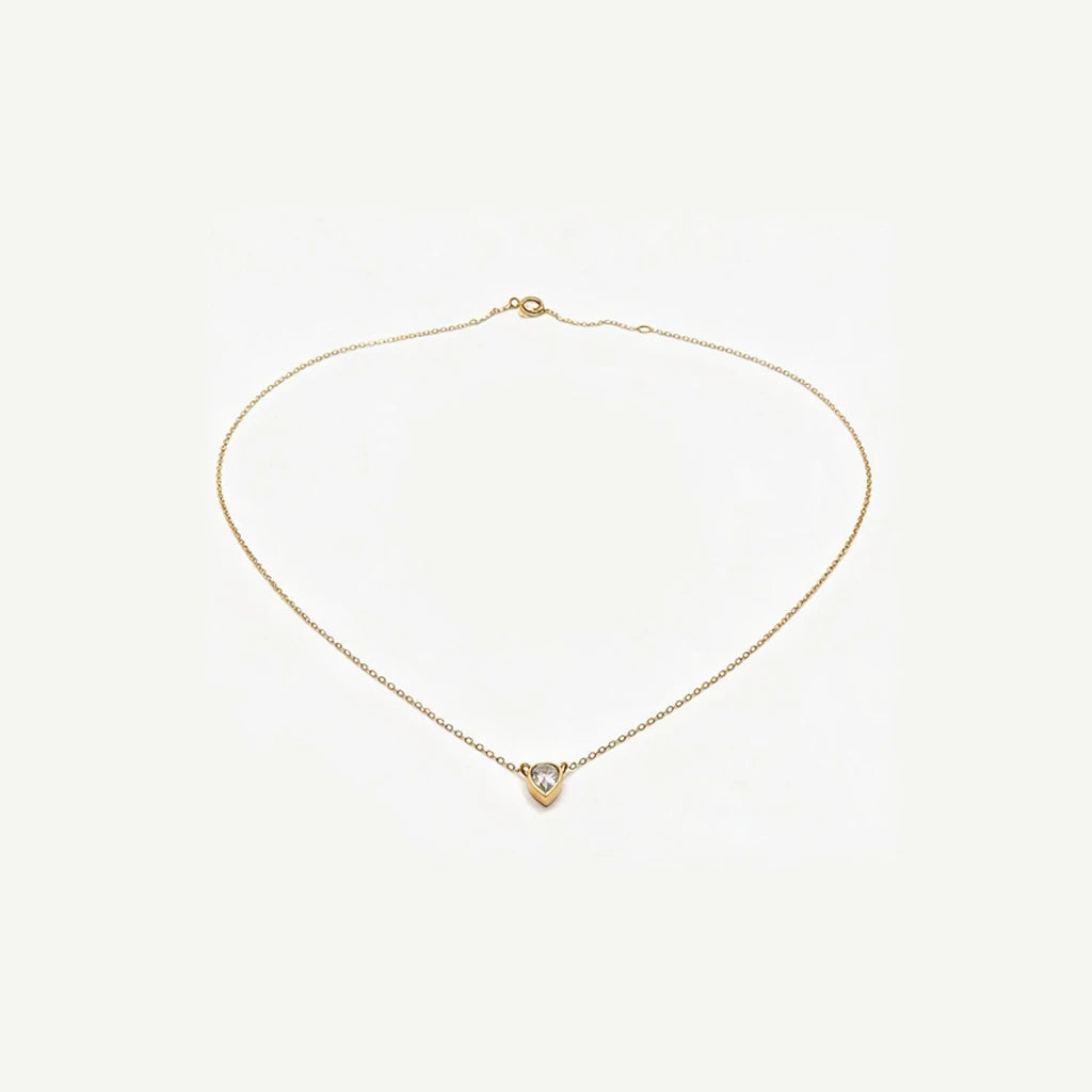 14K Gold and Pear Shape Moissanite Necklace