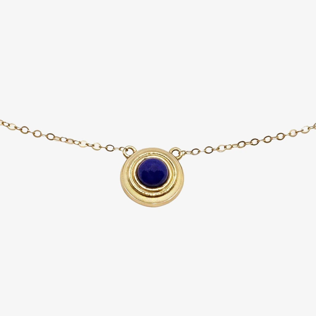 14K White Gold / Gold & Lapiz Necklace