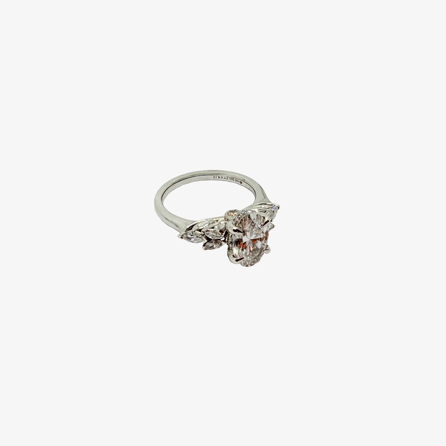 14K White Gold Oval Shape Engagement Ring