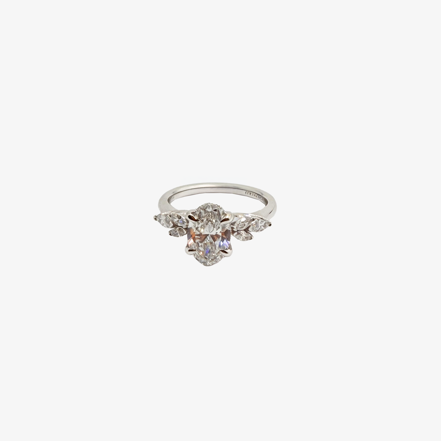 14K White Gold Oval Shape Engagement Ring