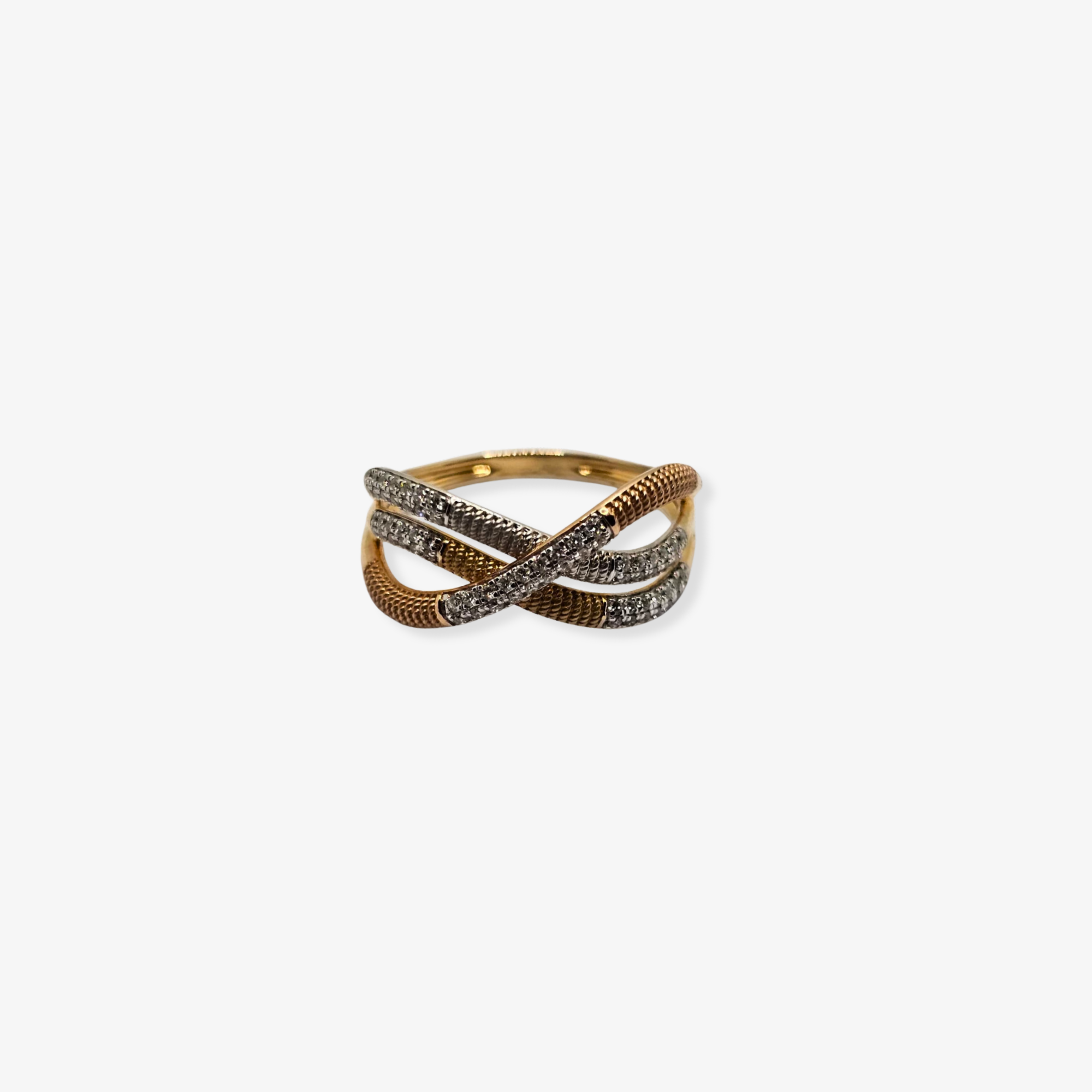18K Three Tones Natural Diamond Ring