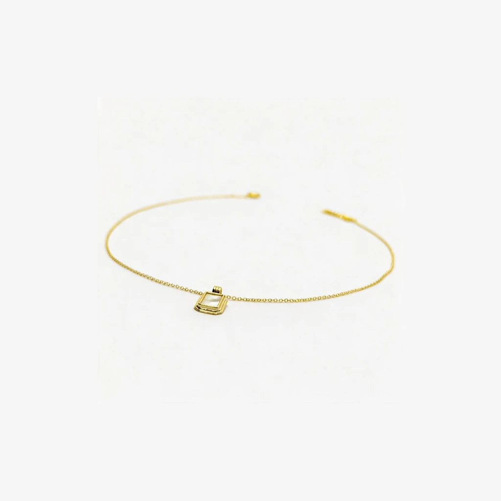 Silver Gold Plated Mother Of Pearl Necklace