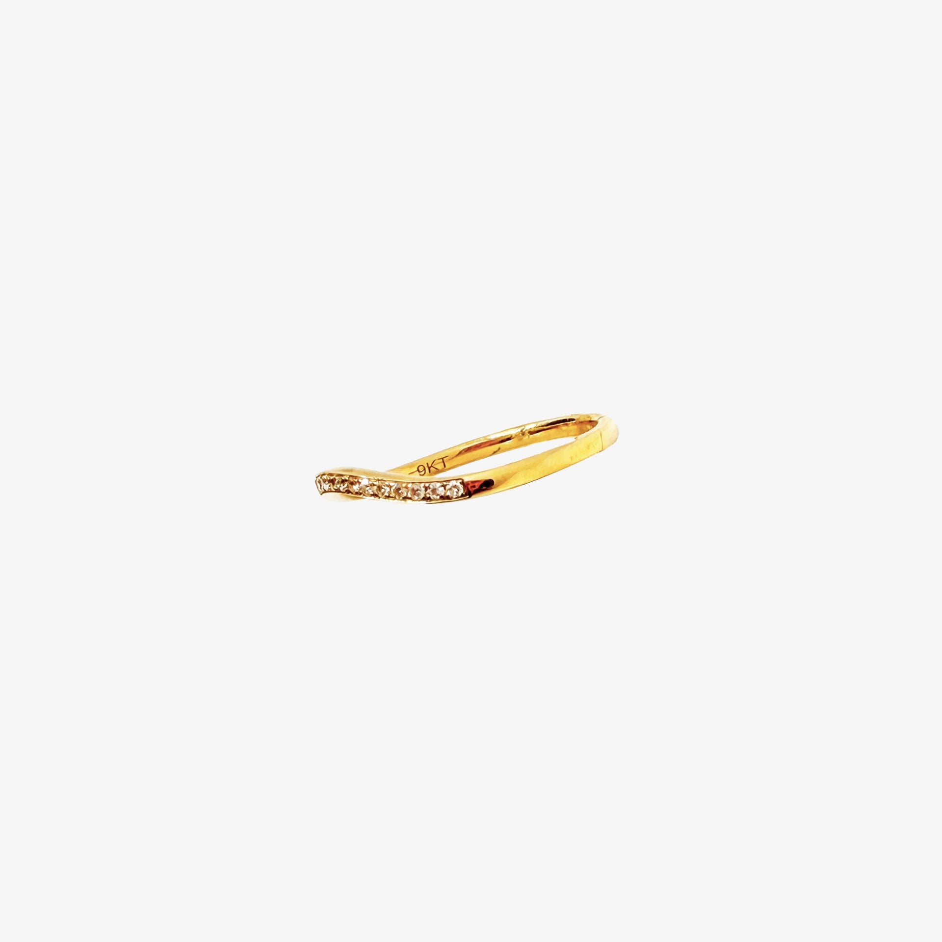 9K Gold Diamond Curved Wedding Band