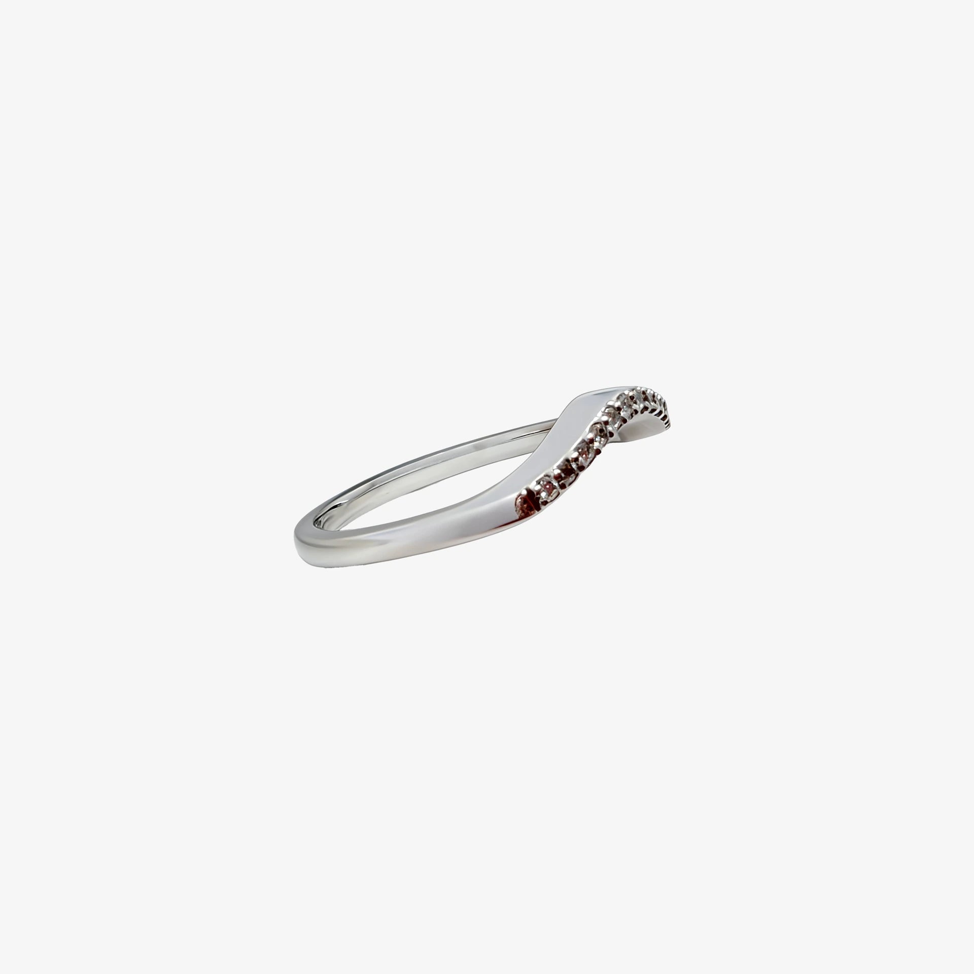 9K White Gold Diamond Curved Weddings Band