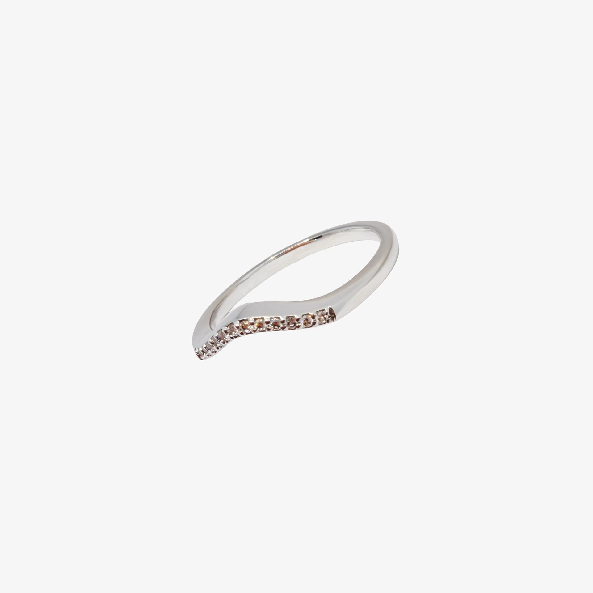 9K White Gold Diamond Curved Weddings Band