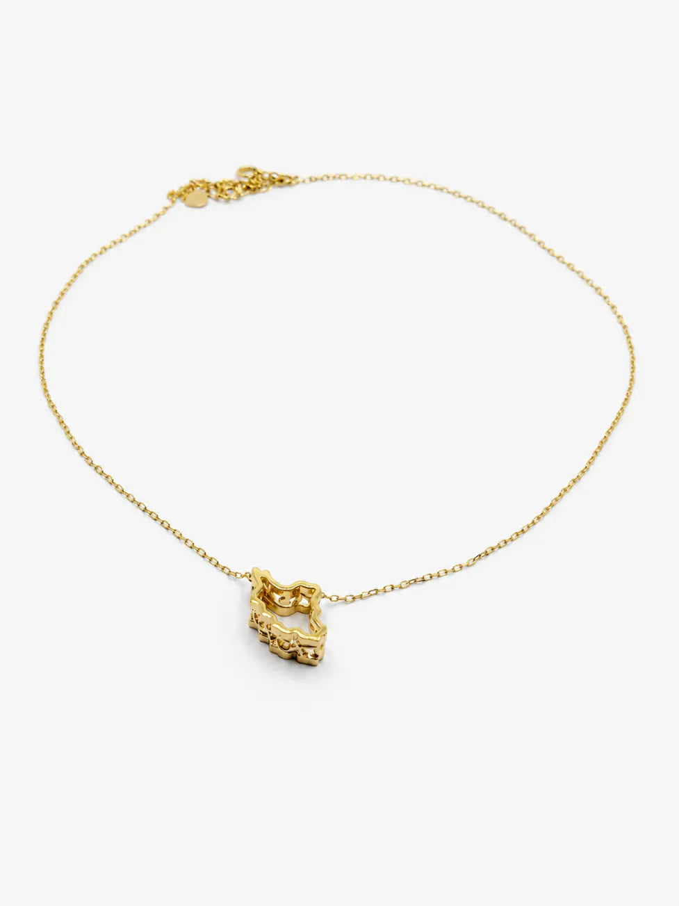 18K Solid Gold Iran 3D Map Necklace