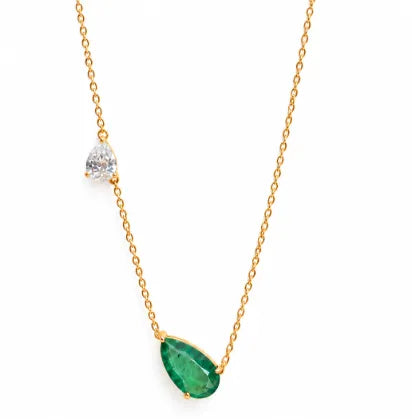 Emerald Diamond Gold Necklace