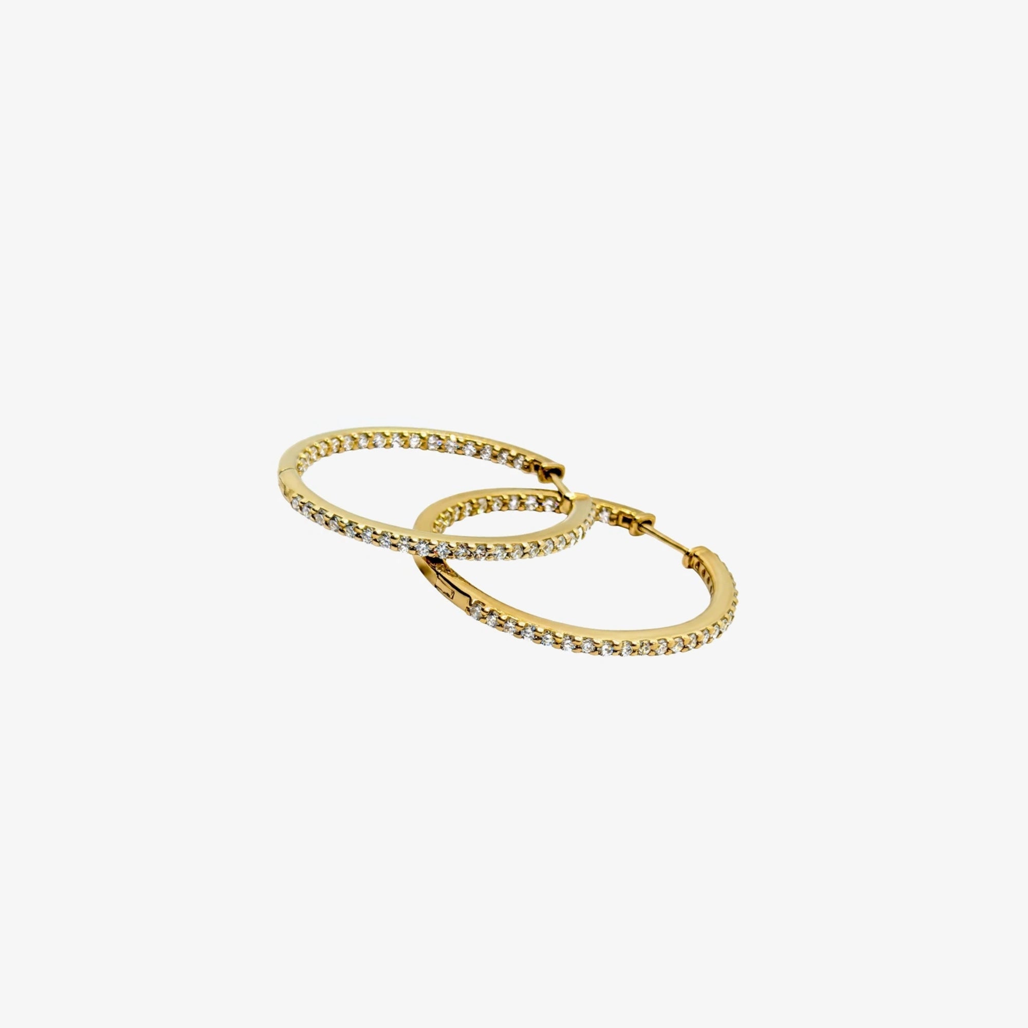 Gold & Diamond Hoops Earrings