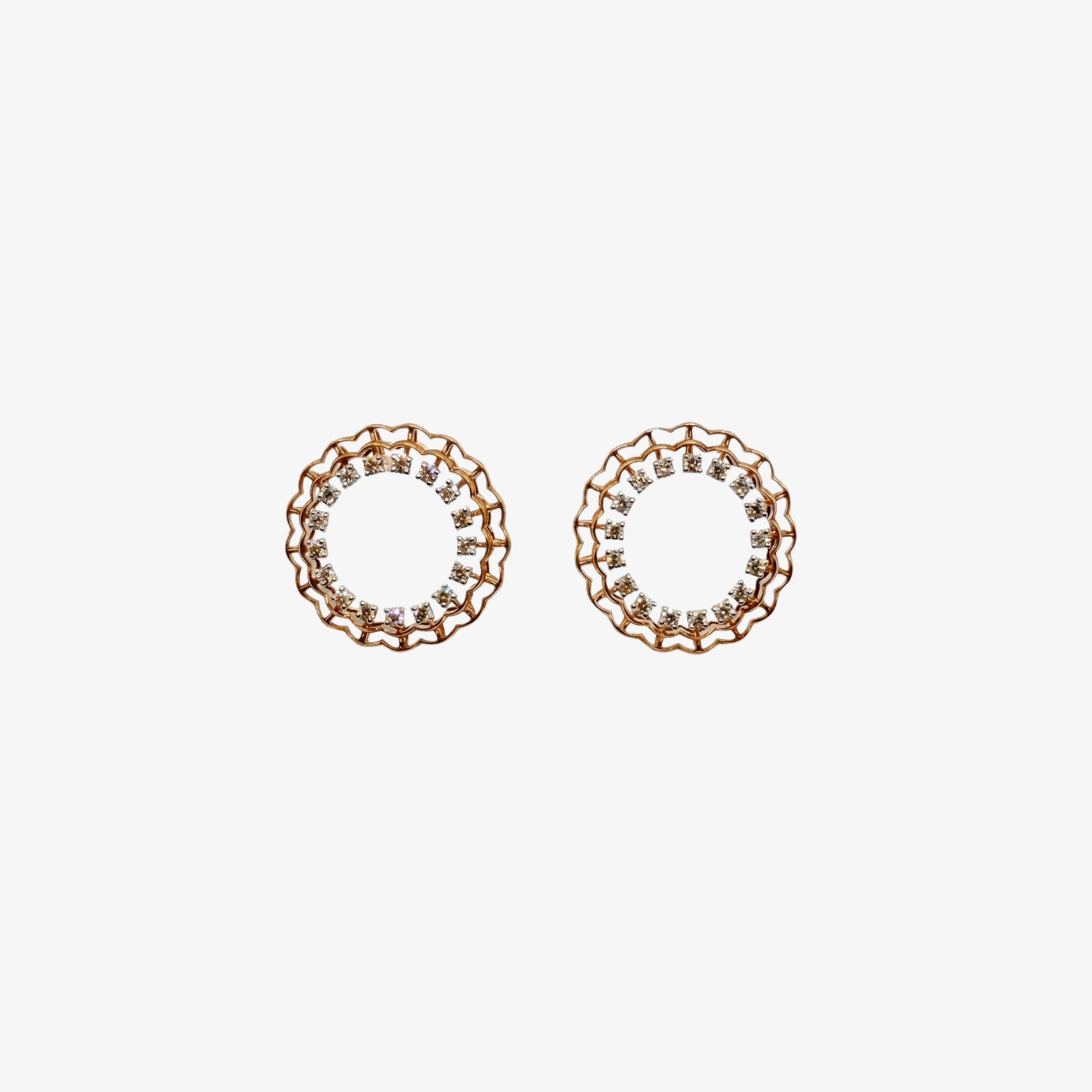 Rose Gold Diamond Flower Studs Earrings