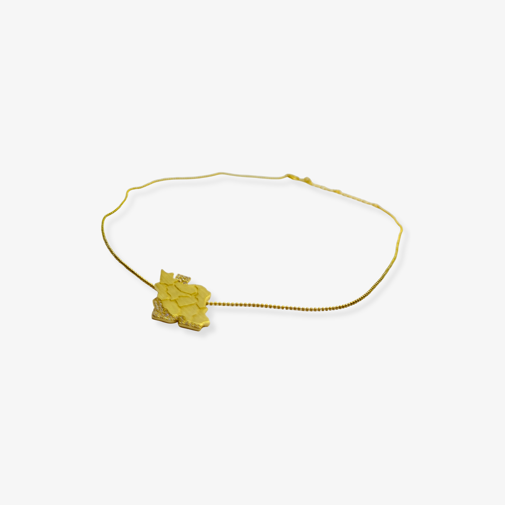 Silver Gold Plated Iran Map Necklace